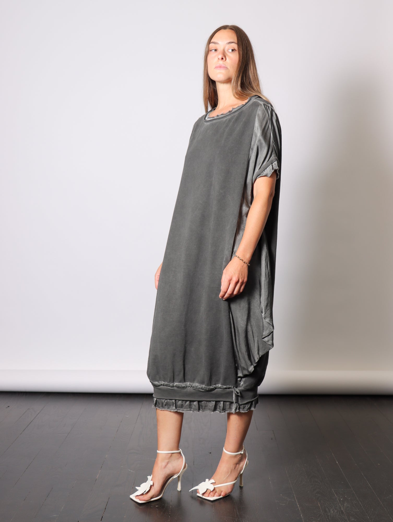 Midi Sweatshirt Dress in Anthracite by Sanctamuerte-Dresses-SANCTAMUERTE-Idlewild