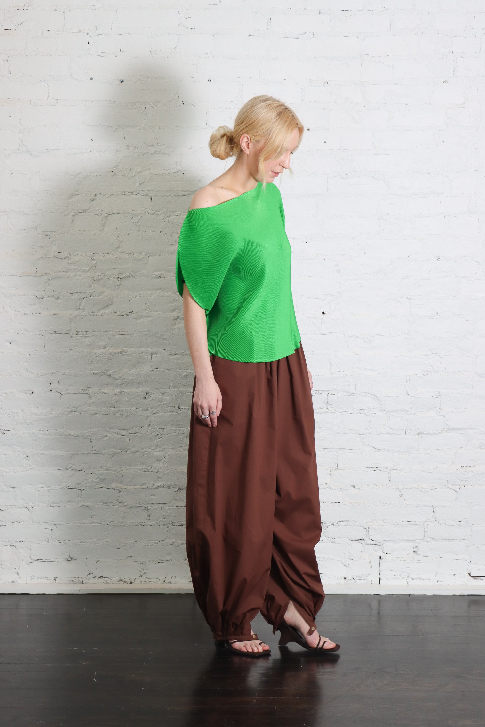 Mist April Top in Green by Pleats Please Issey Miyake – Idlewild