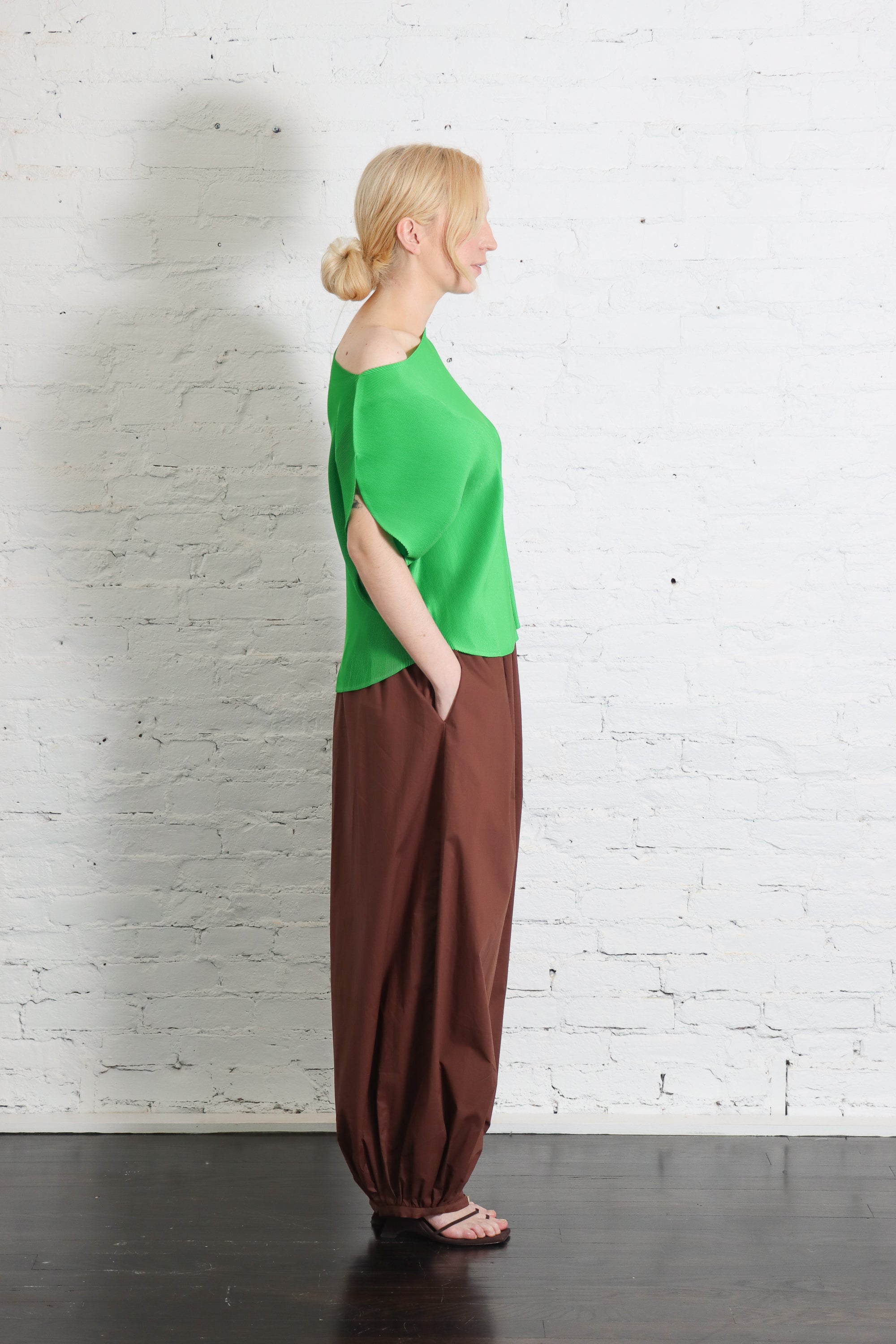 Mist April Top in Green by Pleats Please Issey Miyake – Idlewild
