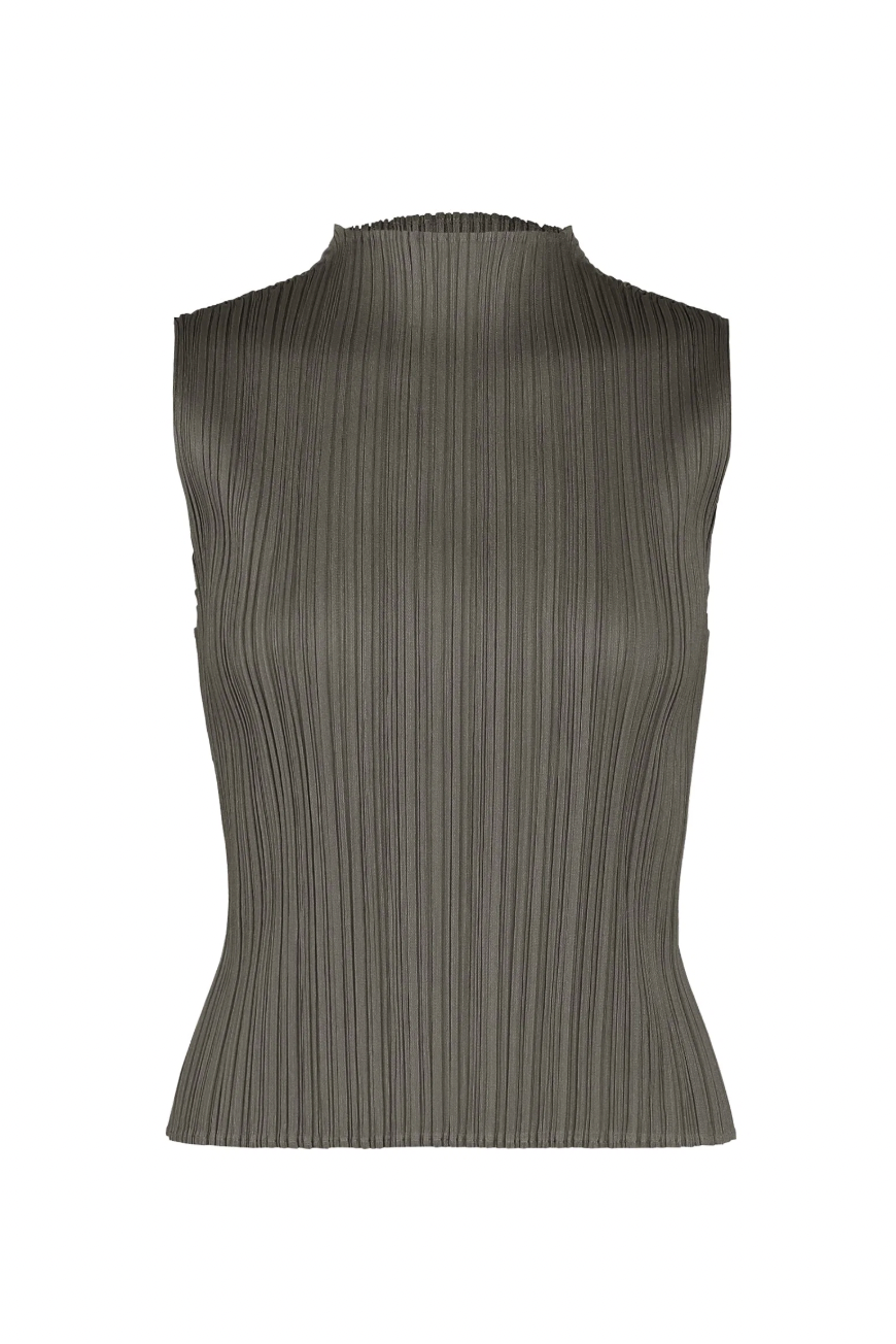 Monthly Colors: August Top in Charcoal by Pleats Please Issey Miyake-Pleats Please Issey Miyake-Idlewild-Cincinnati