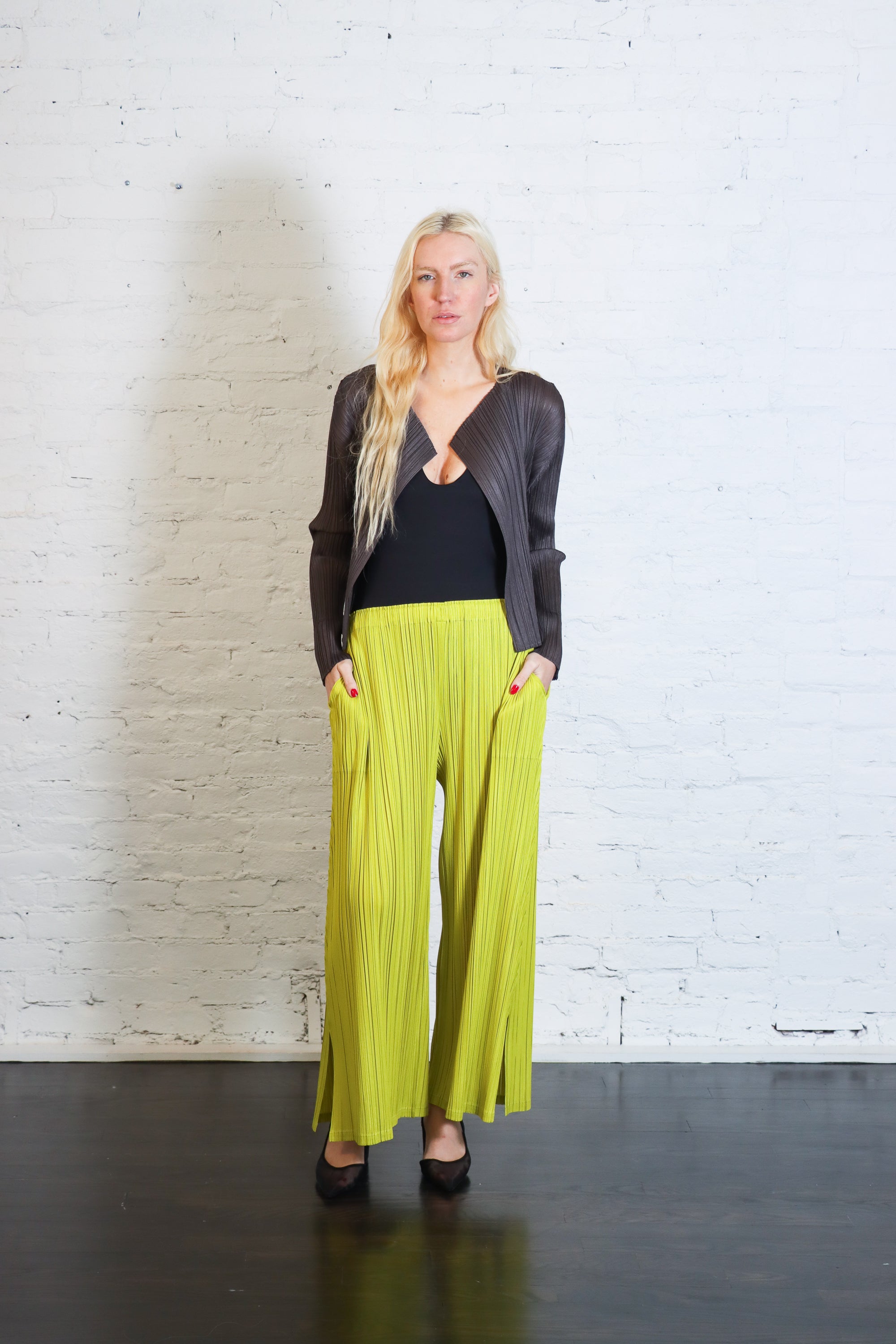 Monthly Colors: June Cardigan in Charcoal by Pleats Please Issey Miyake-Pleats Please Issey Miyake-Idlewild-Cincinnati
