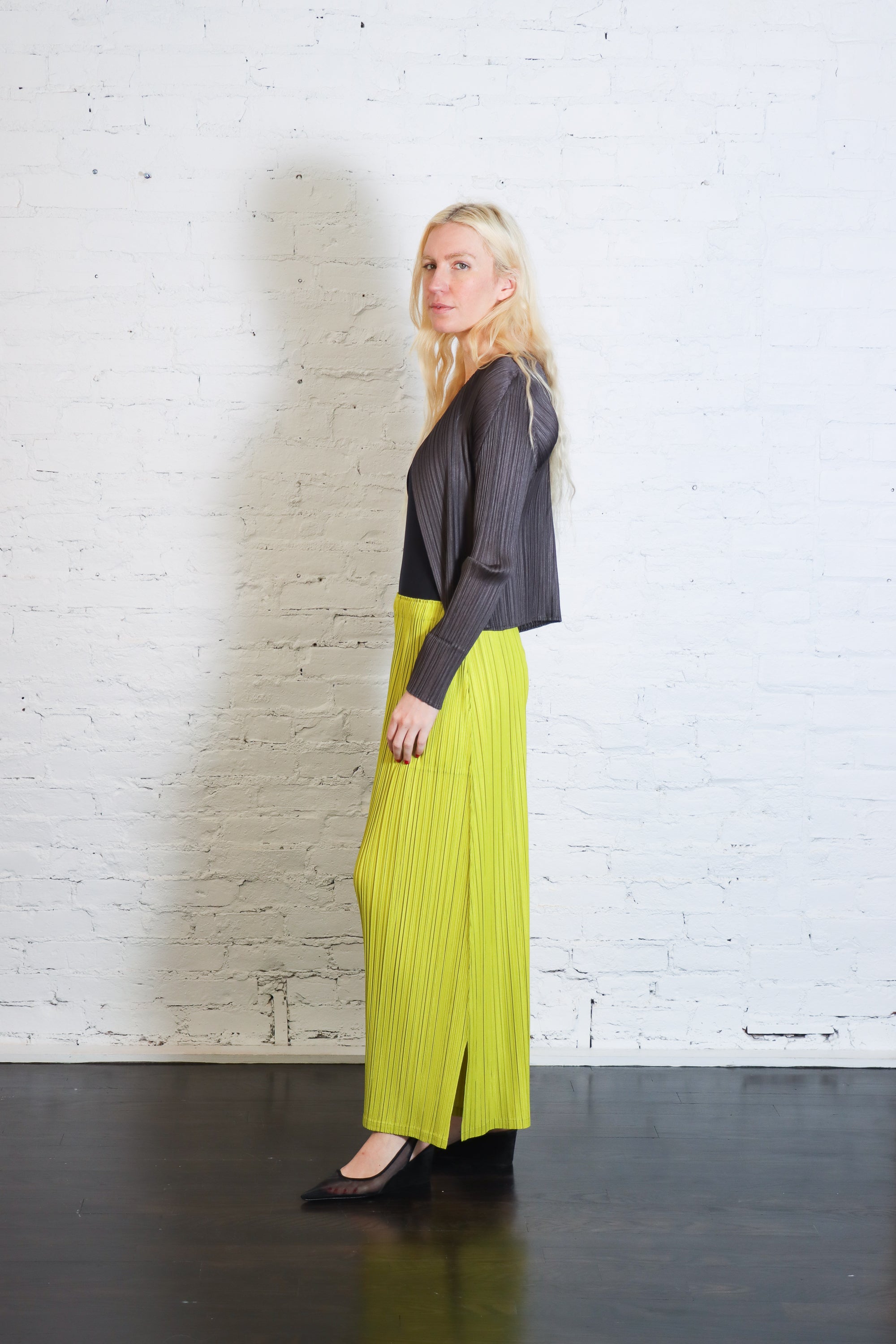 Monthly Colors: June Cardigan in Charcoal by Pleats Please Issey Miyake-Pleats Please Issey Miyake-Idlewild-Cincinnati