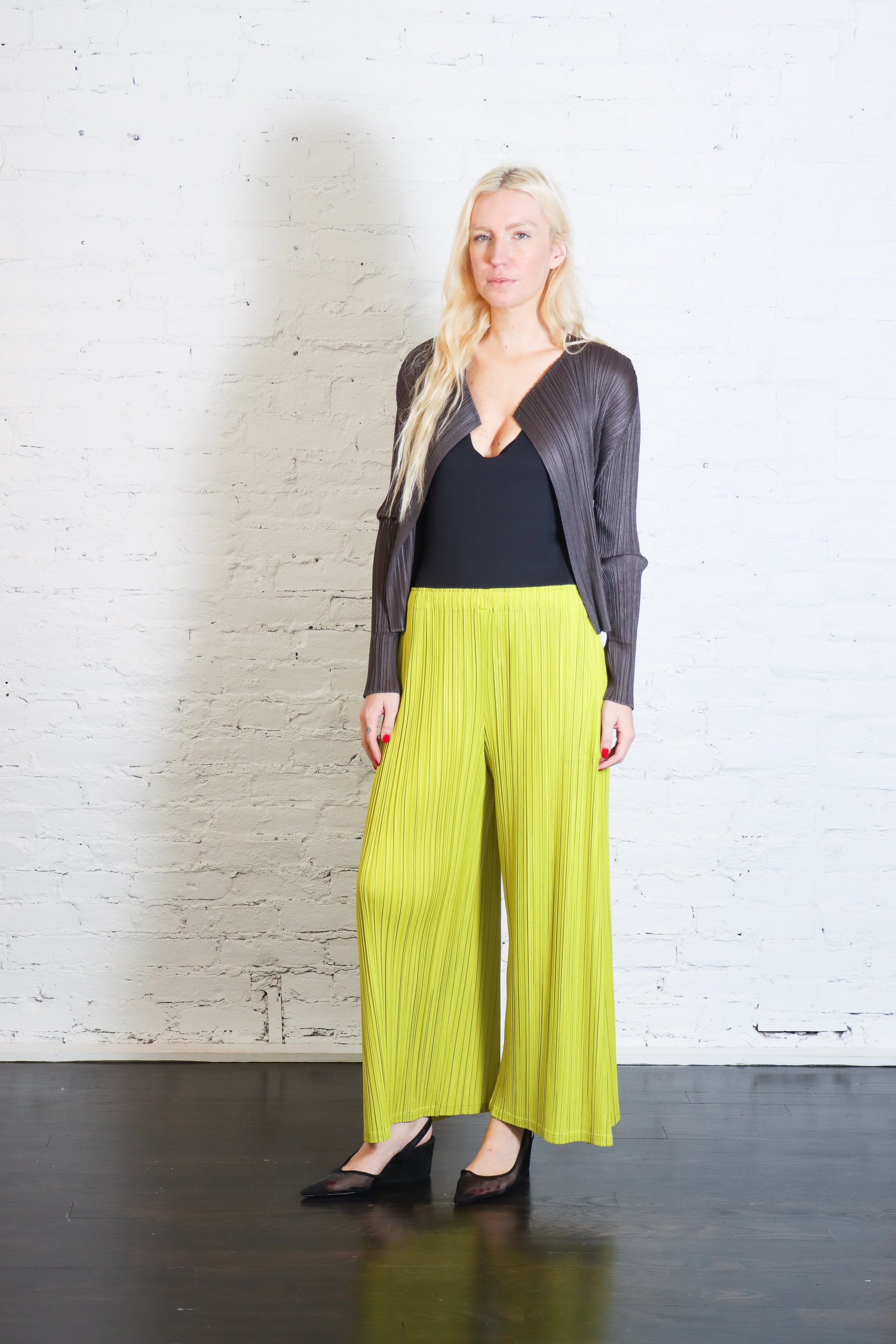 Monthly Colors: June Cardigan in Charcoal by Pleats Please Issey Miyake-Pleats Please Issey Miyake-Idlewild-Cincinnati