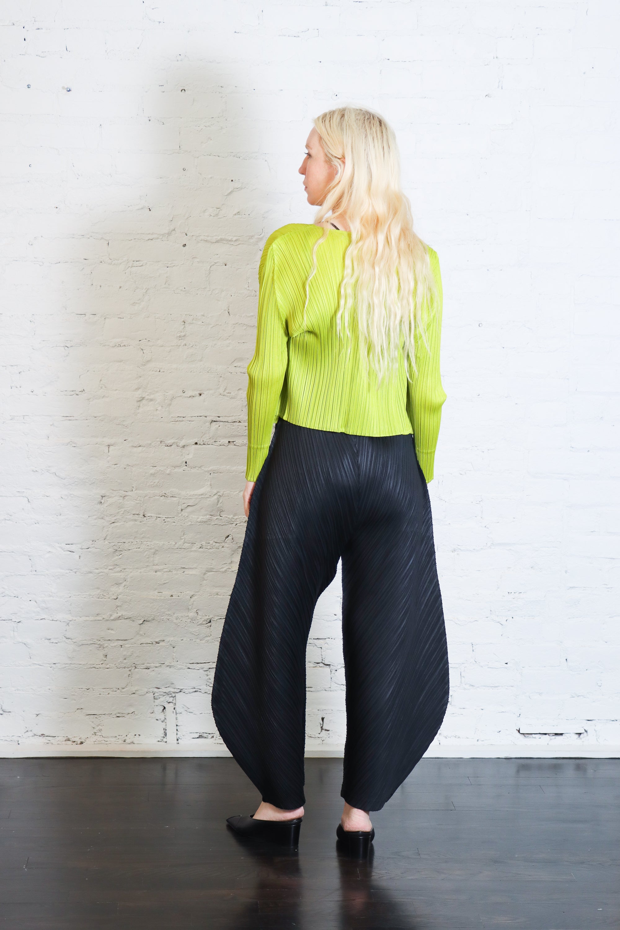 Monthly Colors: June Cardigan in Yellow-Green by Pleats Please Issey Miyake-Pleats Please Issey Miyake-Idlewild-Cincinnati