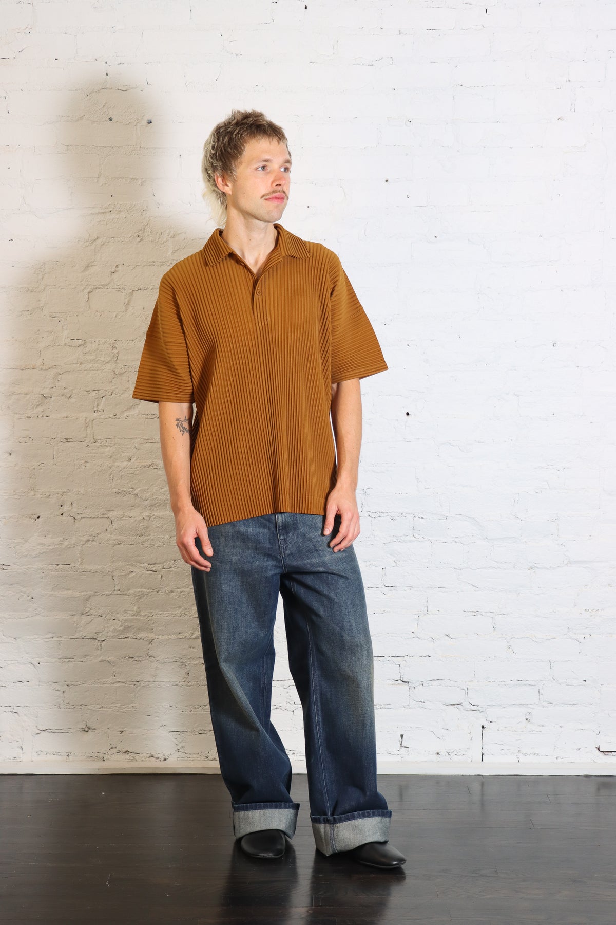 Monthly Colors: June Polo Shirt in Venice Boat Brown by Homme Plissé Issey Miyake-Homme Plissé Issey Miyake-Idlewild-Cincinnati