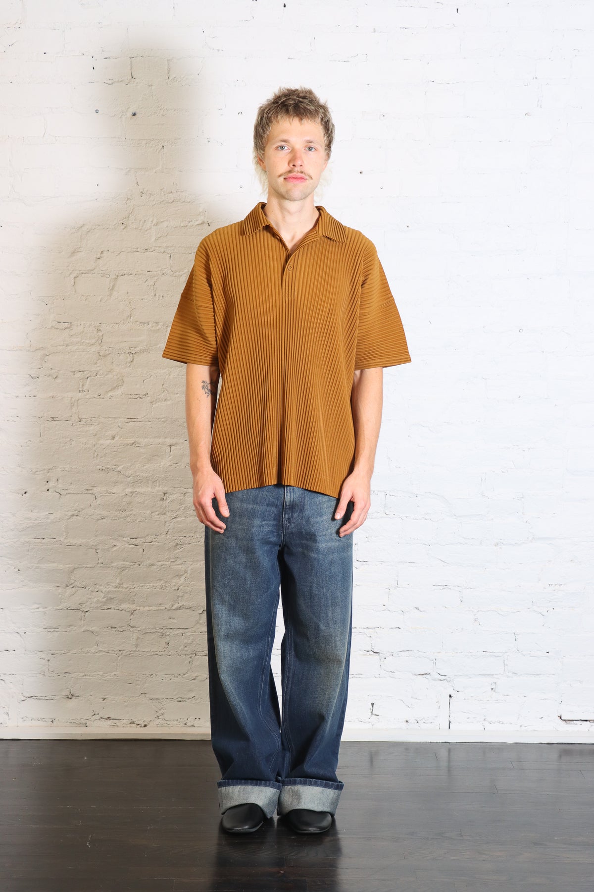 Monthly Colors: June Polo Shirt in Venice Boat Brown by Homme Plissé Issey Miyake-Homme Plissé Issey Miyake-Idlewild-Cincinnati