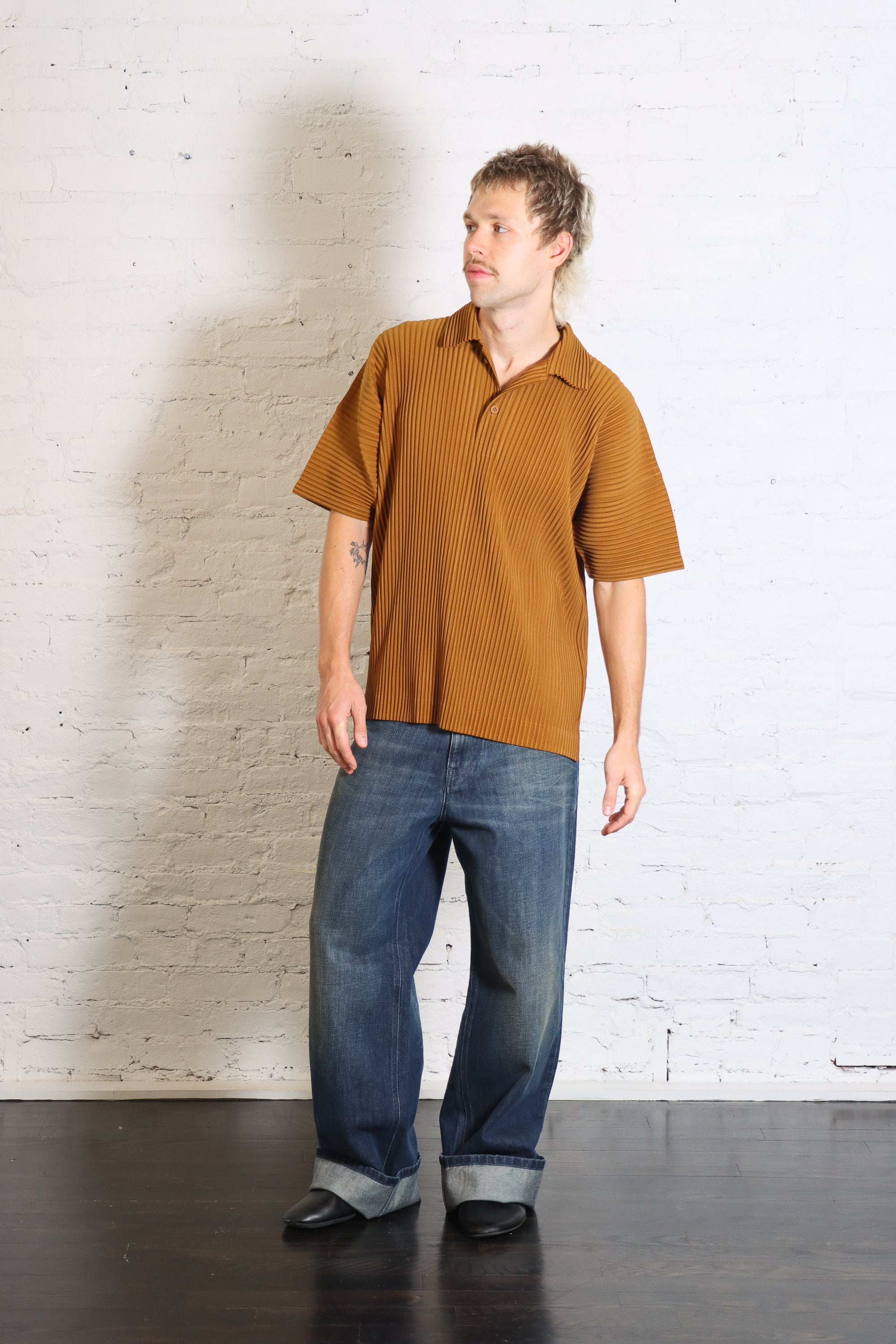 Monthly Colors: June Polo Shirt in Venice Boat Brown by Homme Plissé Issey Miyake-Homme Plissé Issey Miyake-Idlewild-Cincinnati