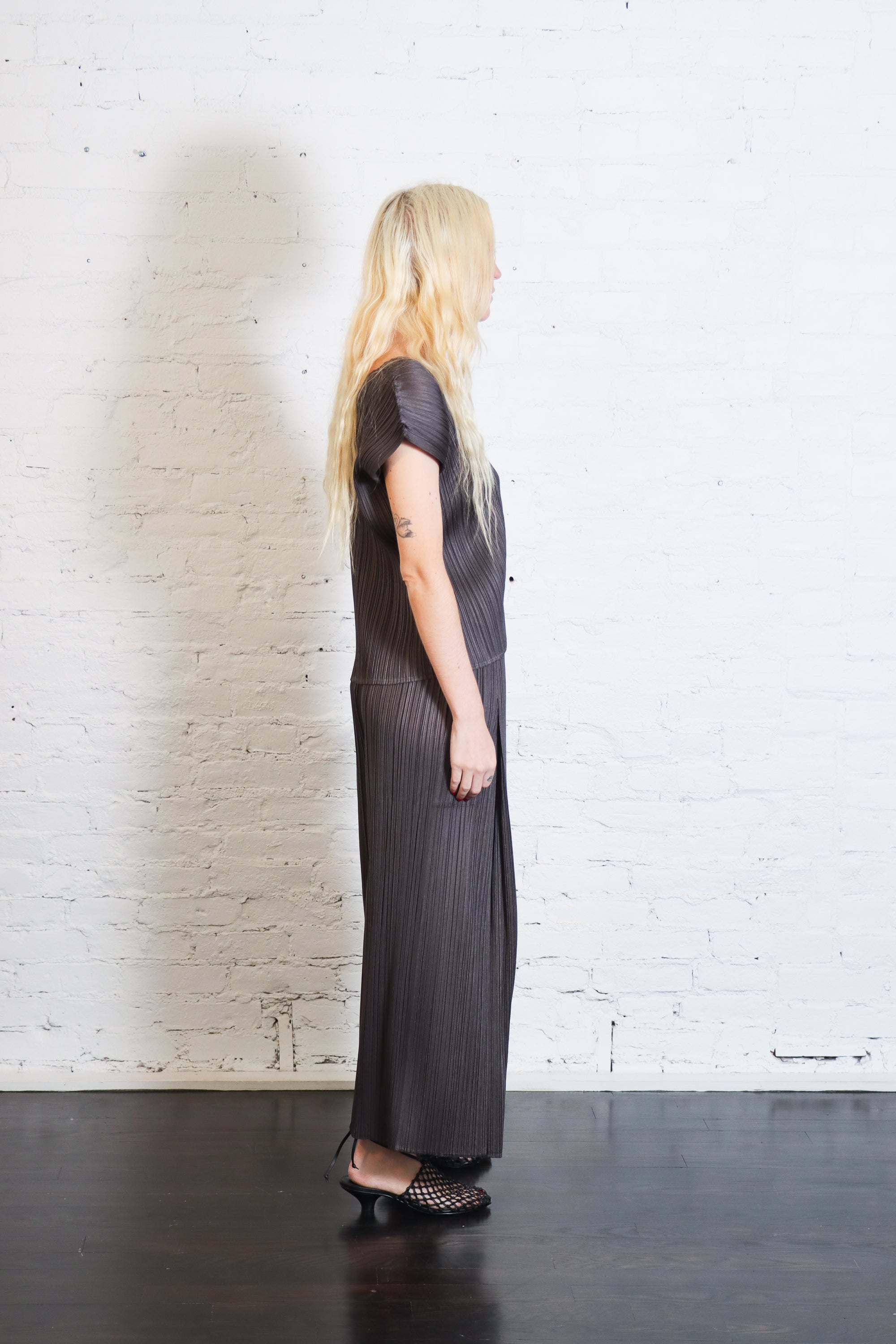 Monthly Colors: June Top in Charcoal by Pleats Please Issey Miyake