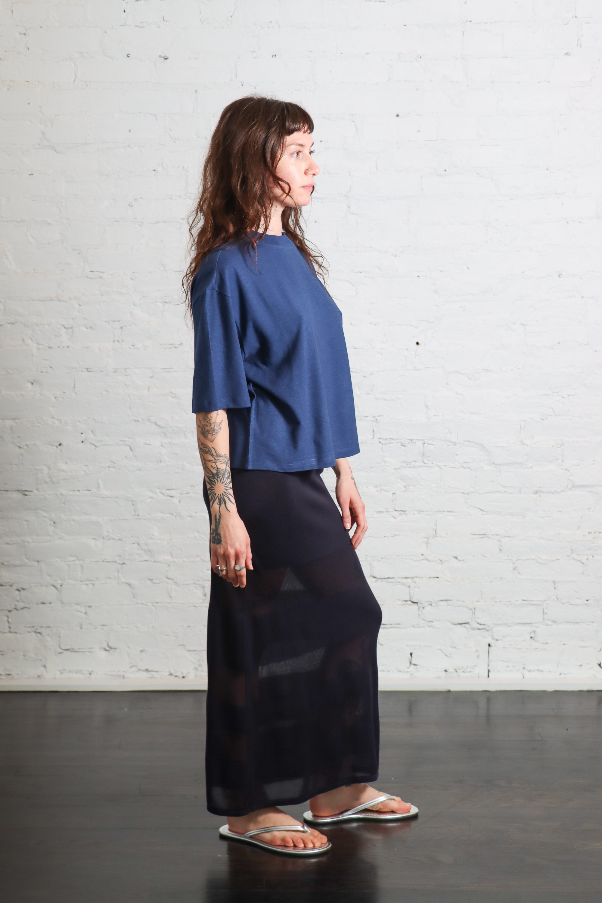 Noira Knitted Skirt in Navy by Thinking Mu-Thinking MU-Idlewild-Cincinnati