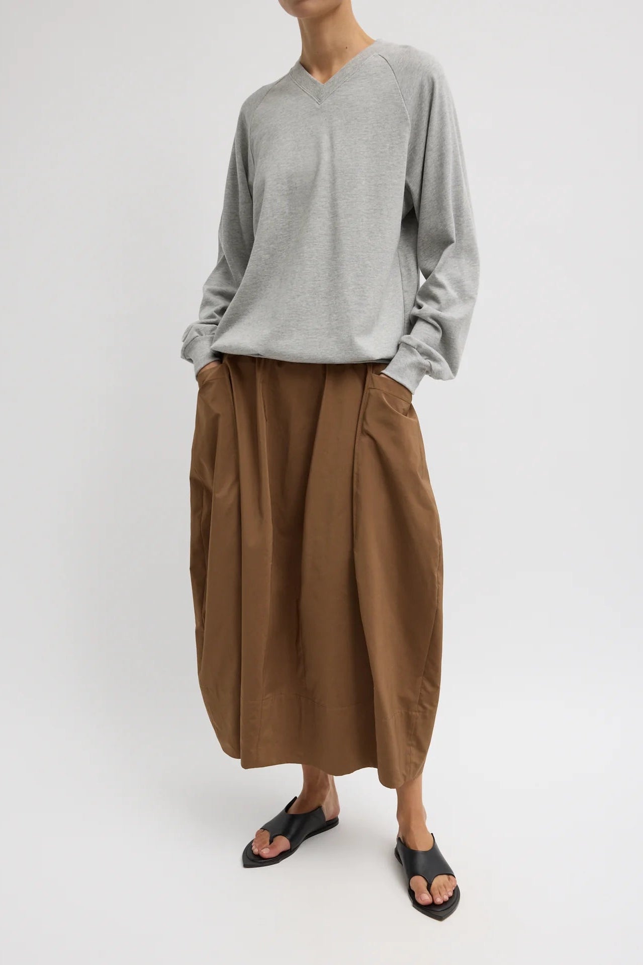 Nylon Lantern Skirt in Caramel Latte by Tibi-Bottoms-Tibi-Idlewild