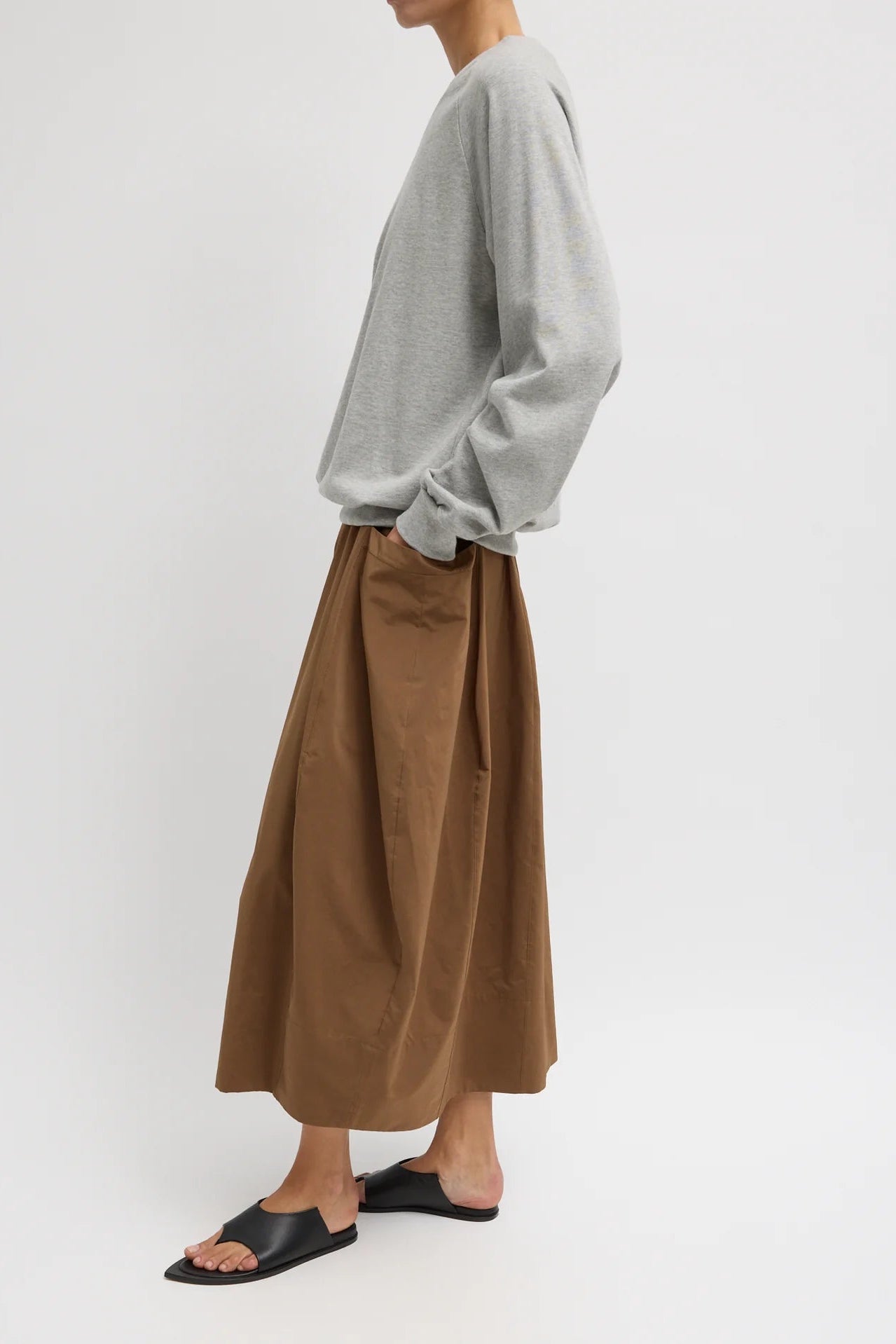 Nylon Lantern Skirt in Caramel Latte by Tibi-Bottoms-Tibi-Idlewild