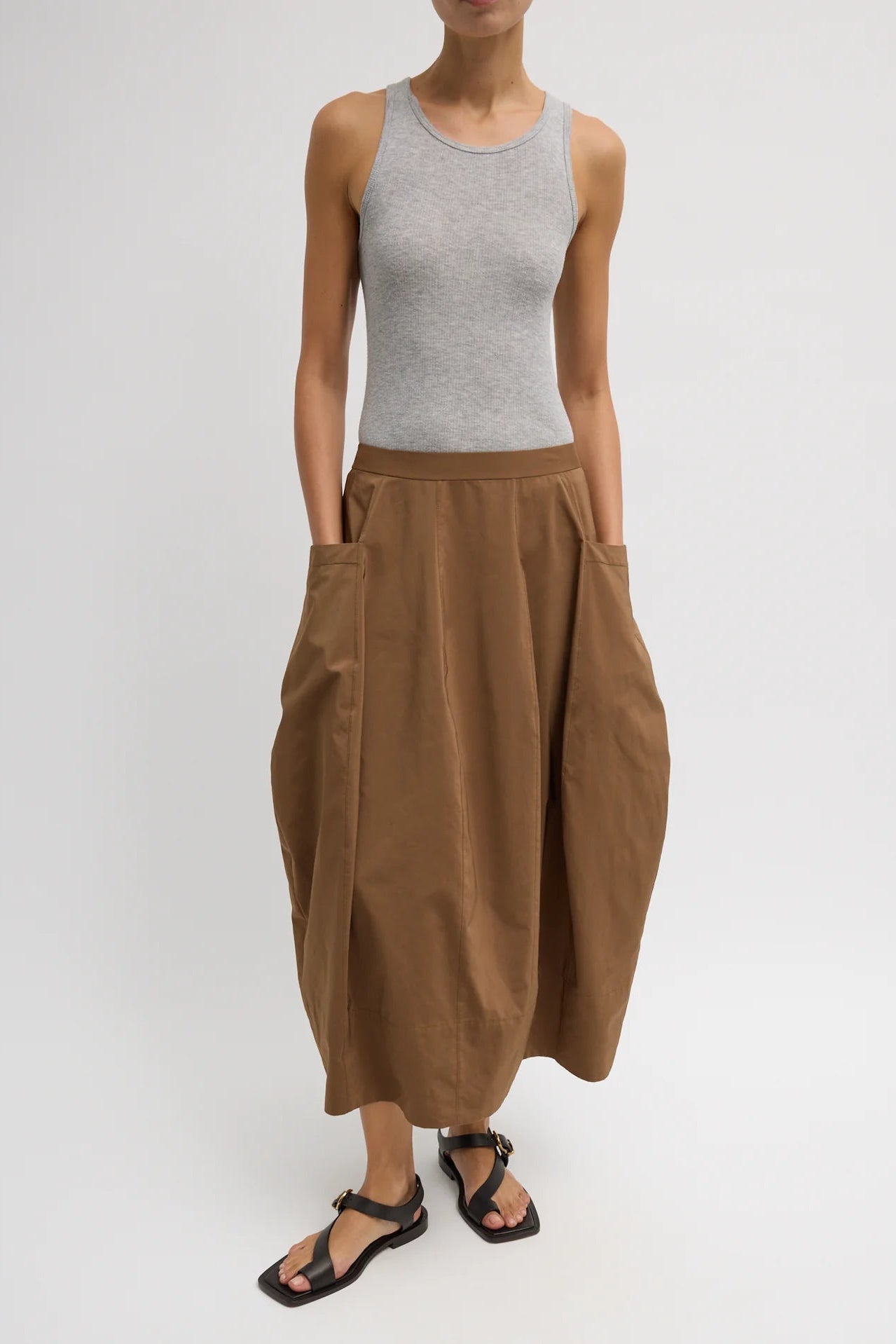 Nylon Lantern Skirt in Caramel Latte by Tibi-Bottoms-Tibi-Idlewild