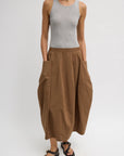 Nylon Lantern Skirt in Caramel Latte by Tibi-Bottoms-Tibi-Idlewild