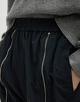 Nylon Zipper Jogger in Black by Tibi-Bottoms-Tibi-Idlewild