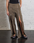 Nylon Zipper Trouser in Dark Taupe by Tibi-Bottoms-Tibi-Idlewild