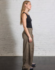 Nylon Zipper Trouser in Dark Taupe by Tibi-Bottoms-Tibi-Idlewild