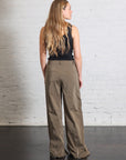 Nylon Zipper Trouser in Dark Taupe by Tibi-Bottoms-Tibi-Idlewild