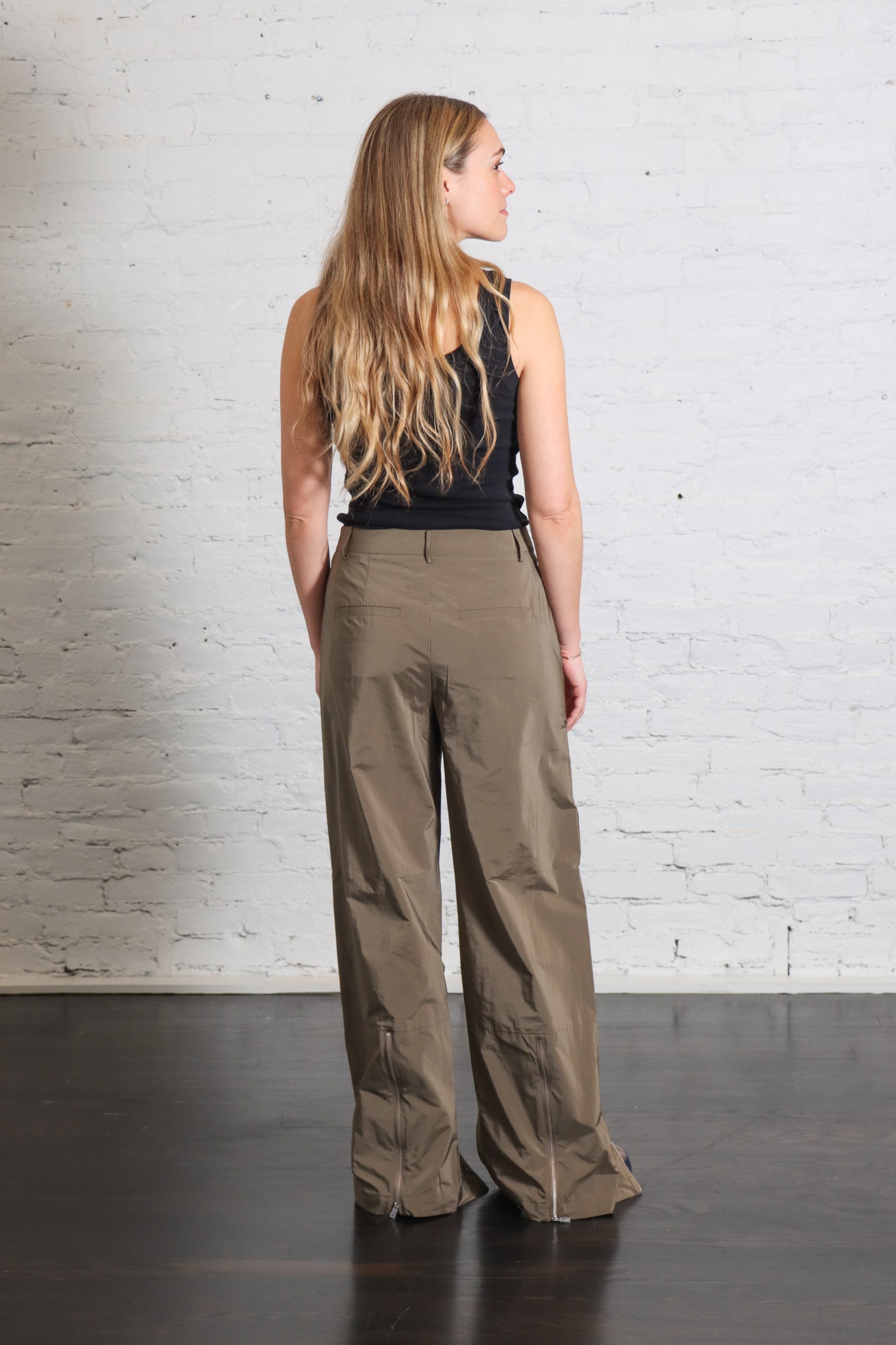 Nylon Zipper Trouser in Dark Taupe by Tibi-Tibi-Idlewild-Cincinnati