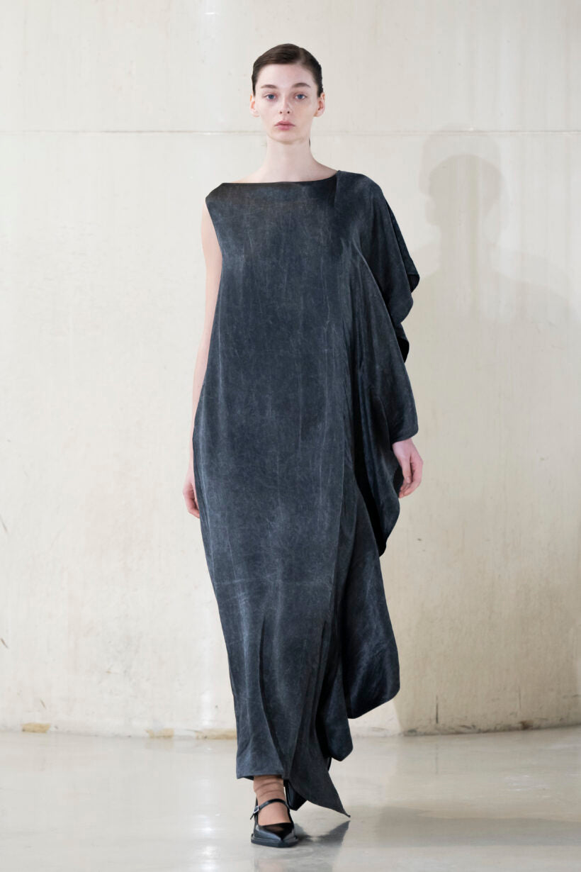 One-Sleeve Dress in Black Marble by Dawei-Dresses-Dawei-Idlewild