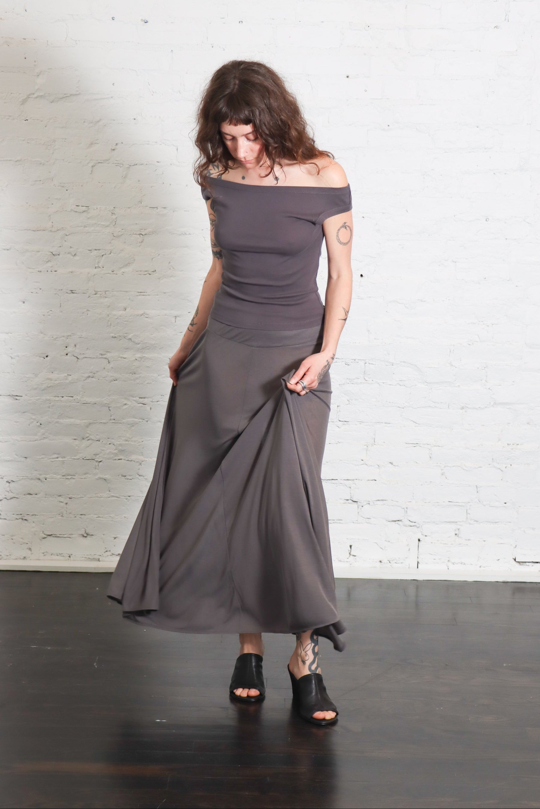 Organic Cotton Off Shoulder Top in Soot by St. Agni-St. Agni-Idlewild-Cincinnati