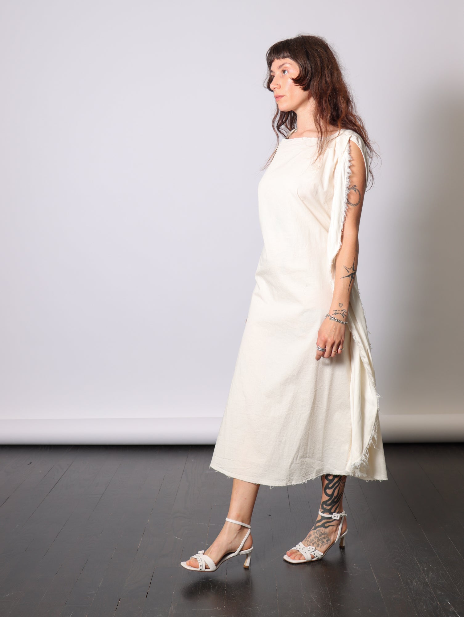 Oversized Midi Dress in Antique White by Sanctamuerte-Dresses-SANCTAMUERTE-Idlewild