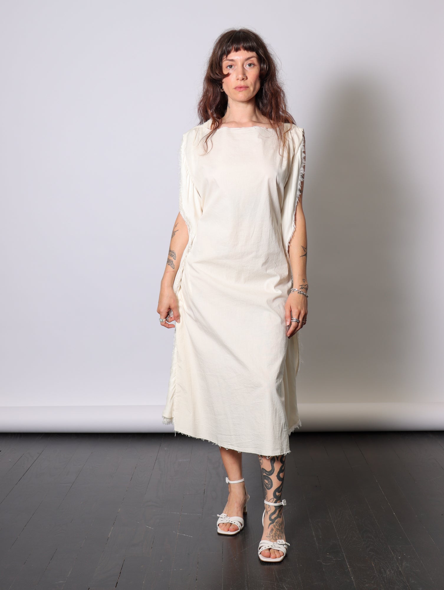 Oversized Midi Dress in Antique White by Sanctamuerte-Dresses-SANCTAMUERTE-Idlewild