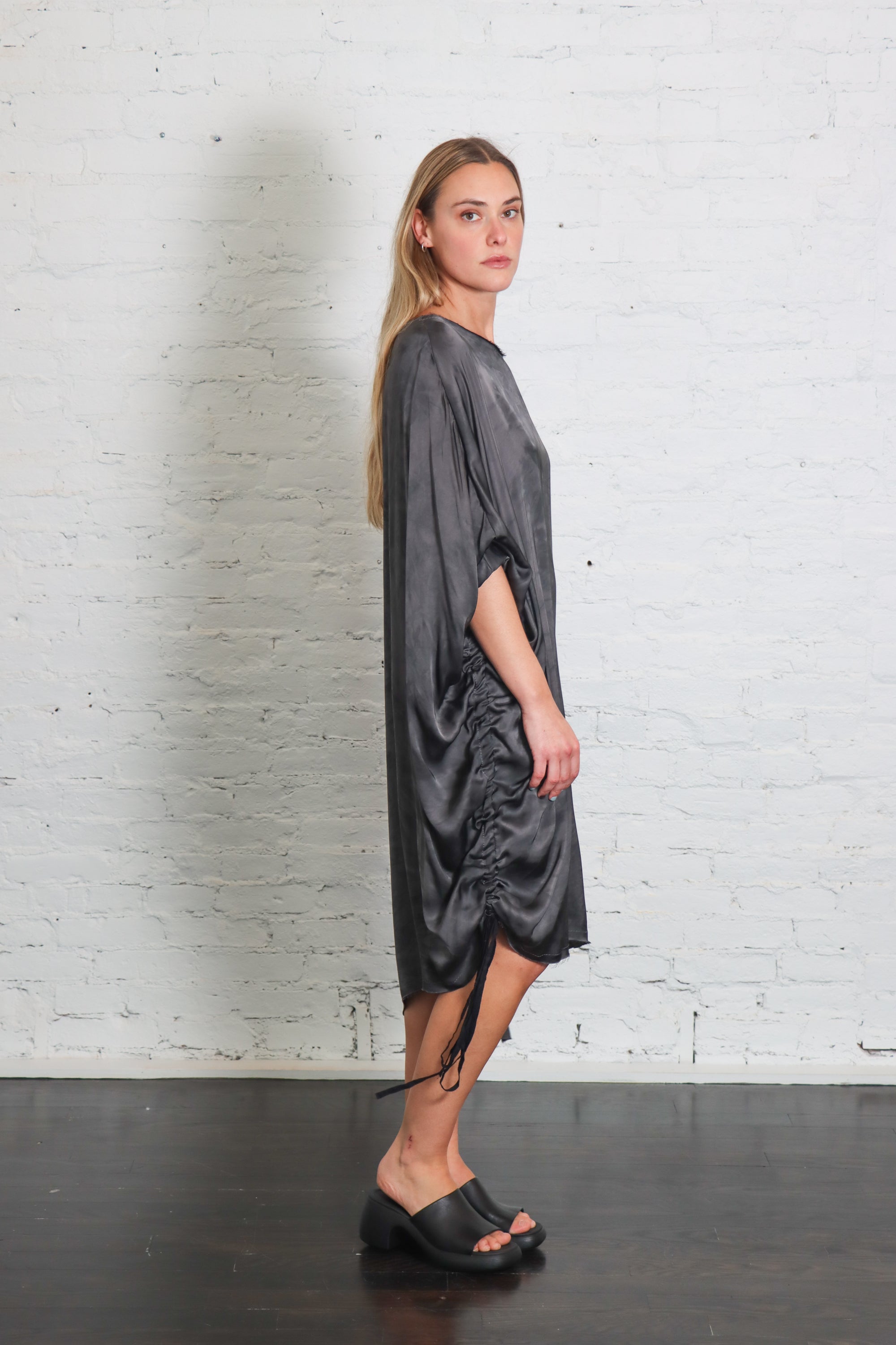 Oversized Midi Dress in Emerald Grey by Sanctamuerte-Dresses-SANCTAMUERTE-Idlewild