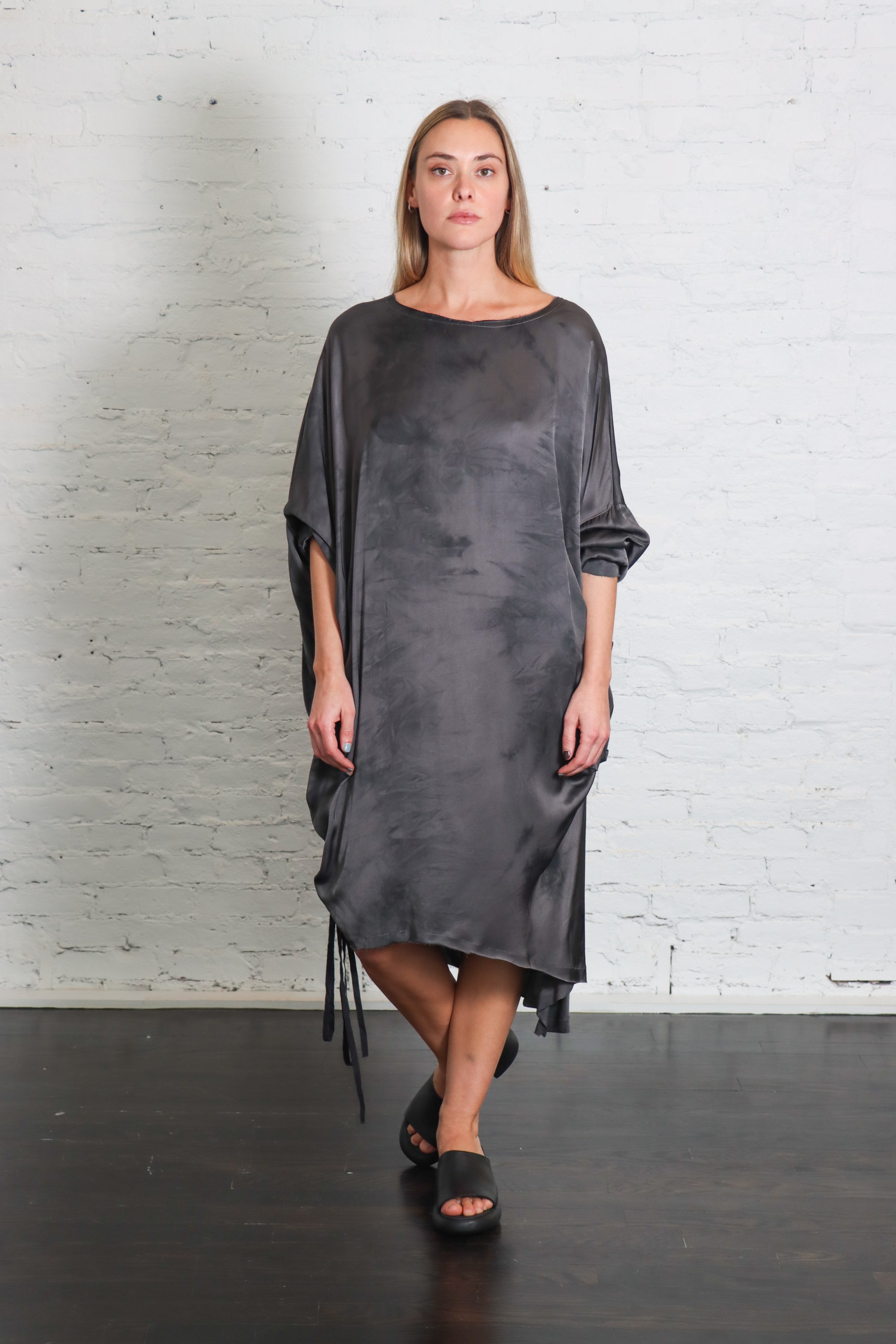 Oversized Midi Dress in Emerald Grey by Sanctamuerte-Dresses-SANCTAMUERTE-Idlewild