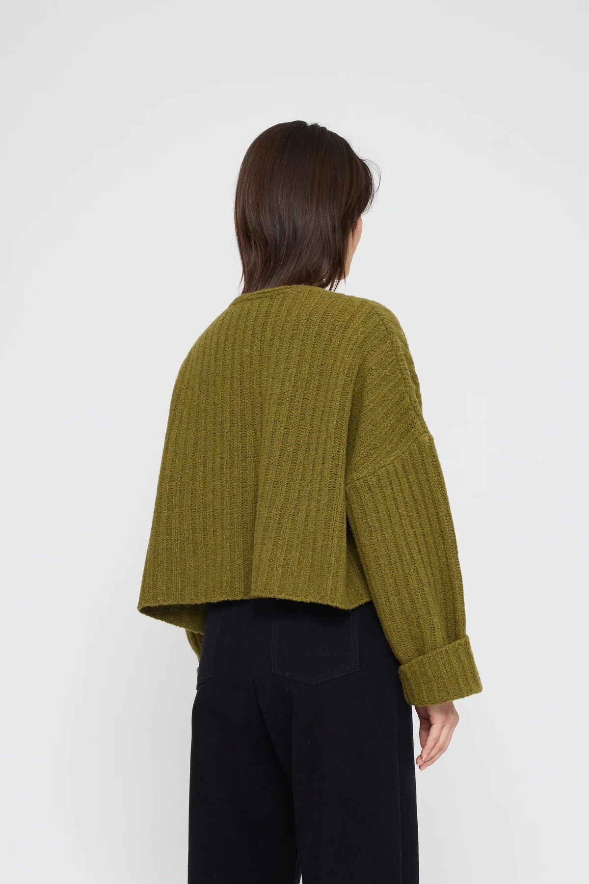 Oversized V-Neck Sweater in Kelp Green by 7115 by Szeki-7115 by Szeki-Idlewild-Cincinnati