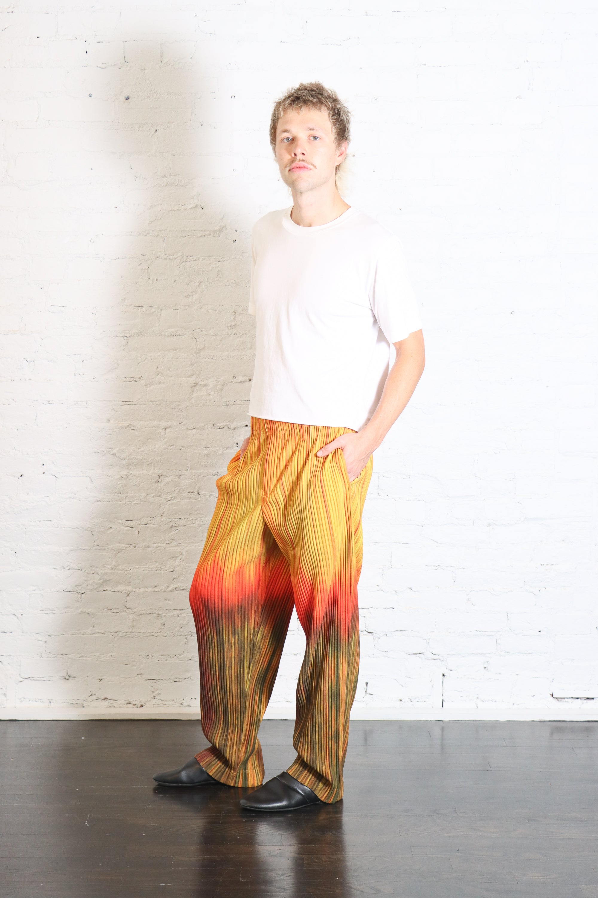 Paint Brush Close-Up Pant in Orange by Homme Plissé Issey Miyake-Homme Plissé Issey Miyake-Idlewild-Cincinnati