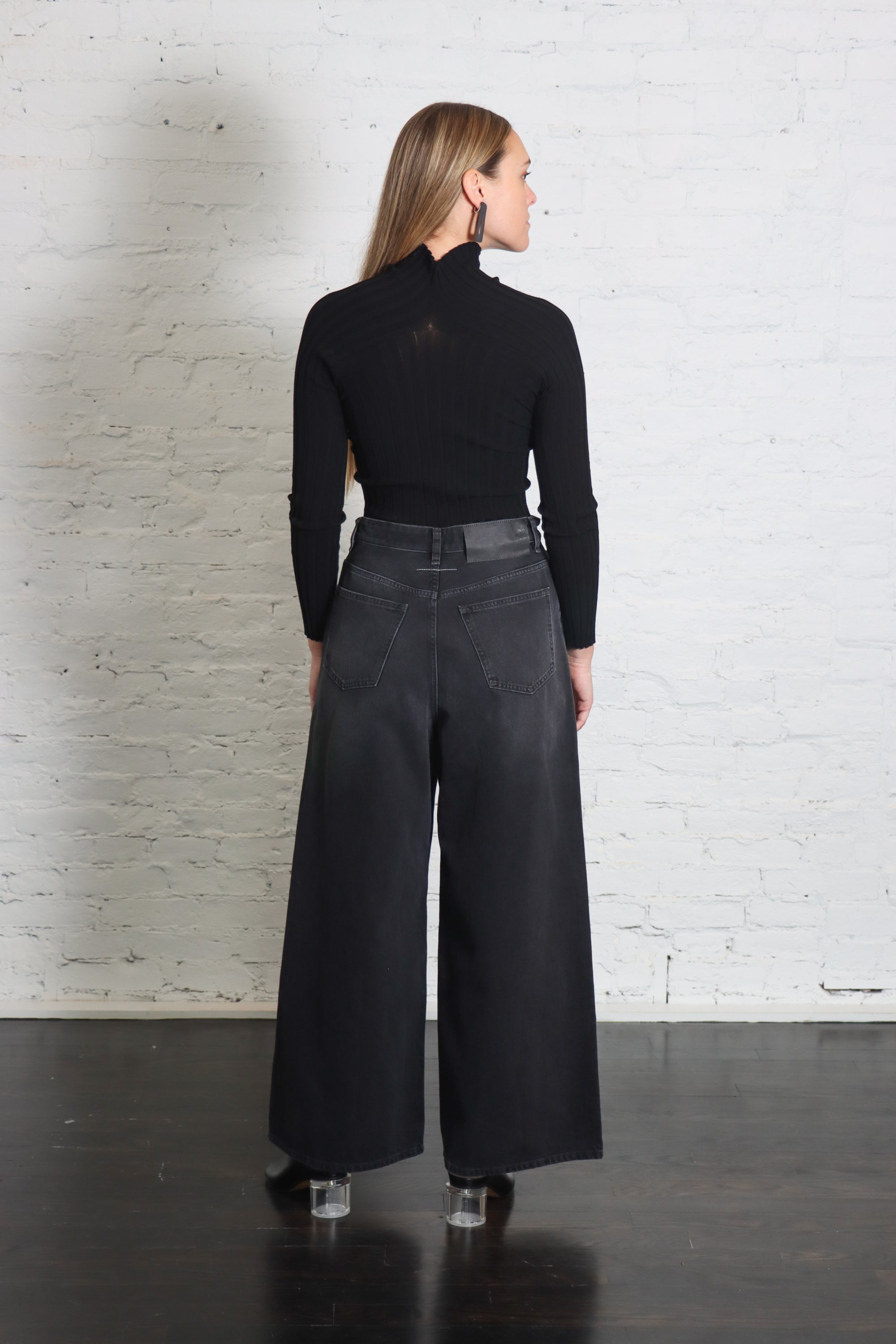 Paint Splatter Wide Leg Jeans in Black Splatter by MM6 Maison Margiela-Bottoms-MM6-Idlewild