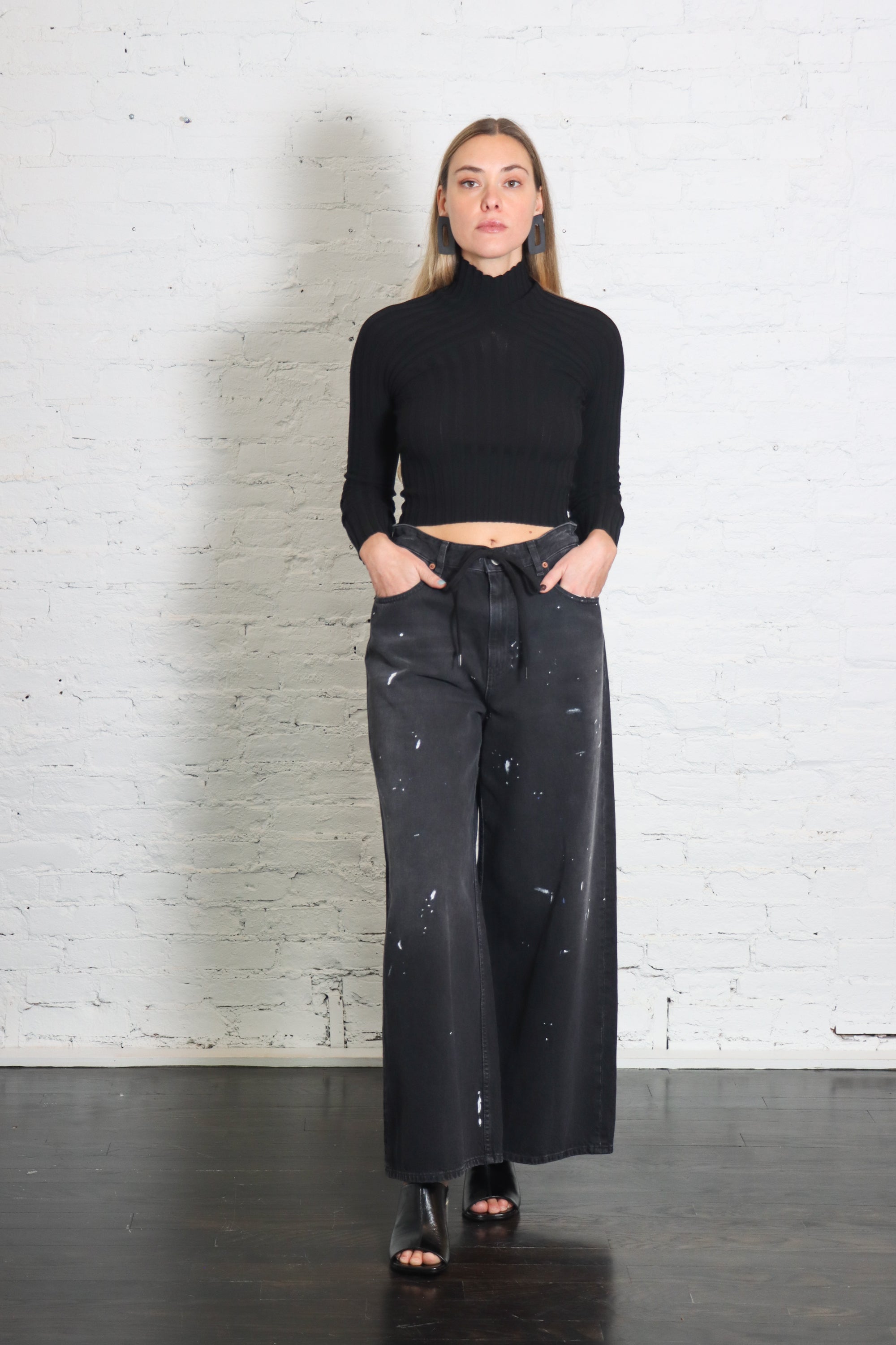 Paint Splatter Wide Leg Jeans in Black Splatter by MM6 Maison Margiela-MM6-Idlewild-Cincinnati