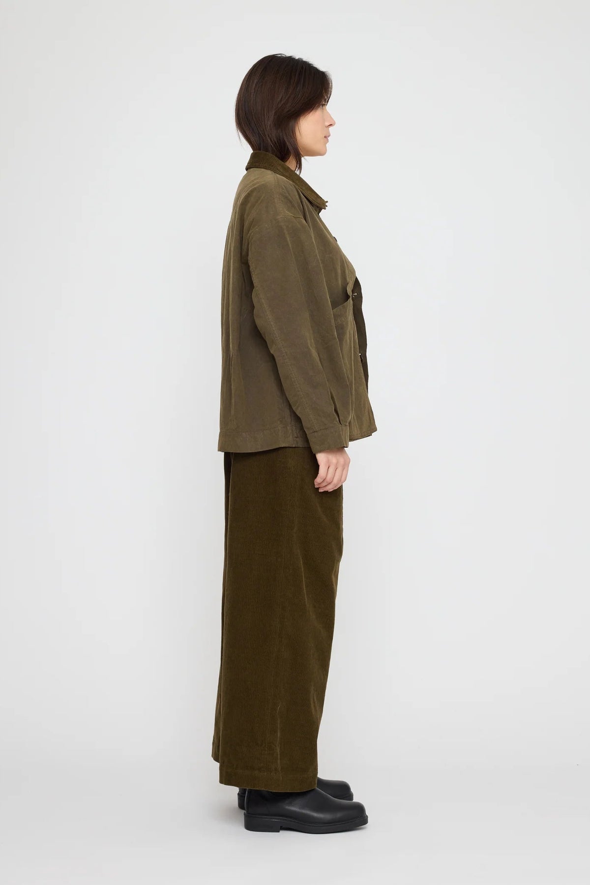 Panel Pockets Shirt Jacket - Waxed Edition in Olive Brown by 7115 by Szeki-7115 by Szeki-Idlewild-Cincinnati