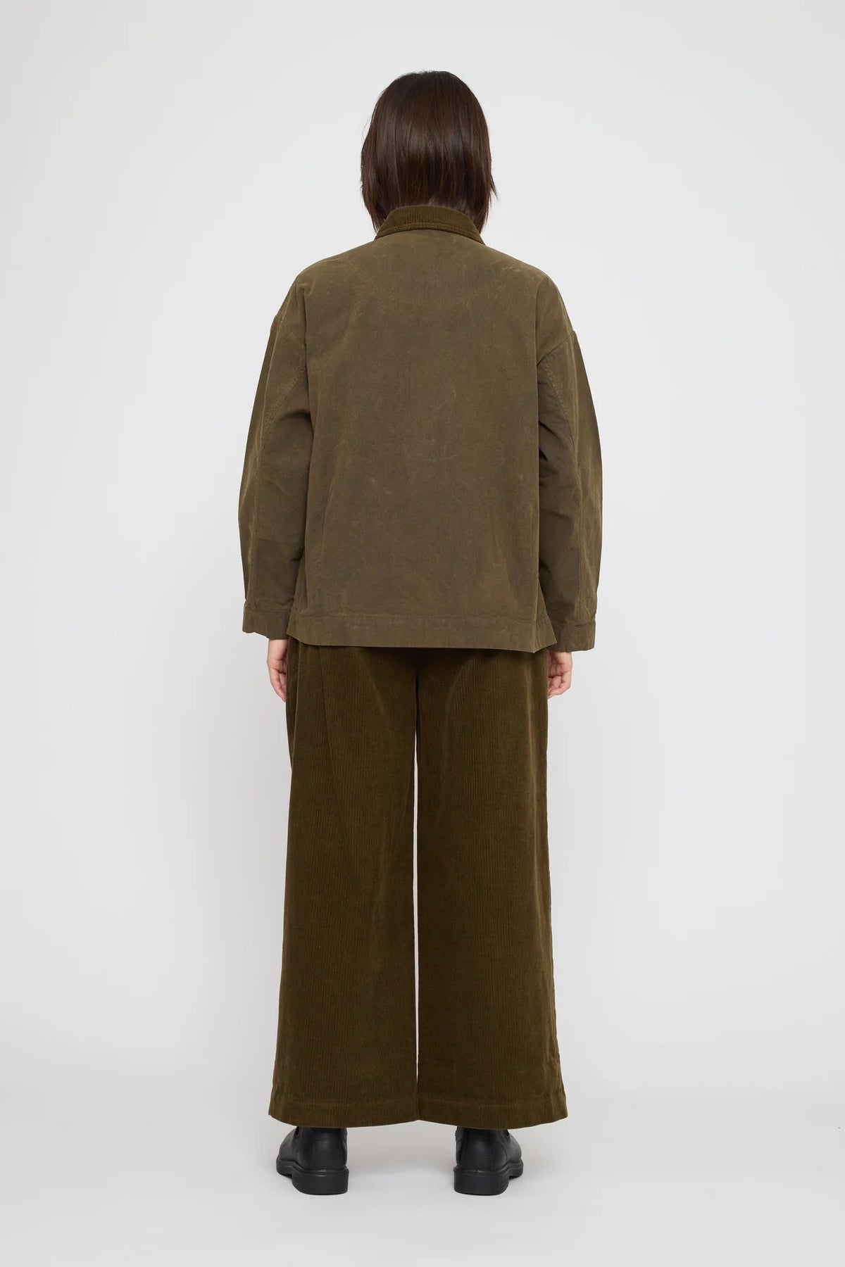 Panel Pockets Shirt Jacket - Waxed Edition in Olive Brown by 7115 by Szeki-7115 by Szeki-Idlewild-Cincinnati