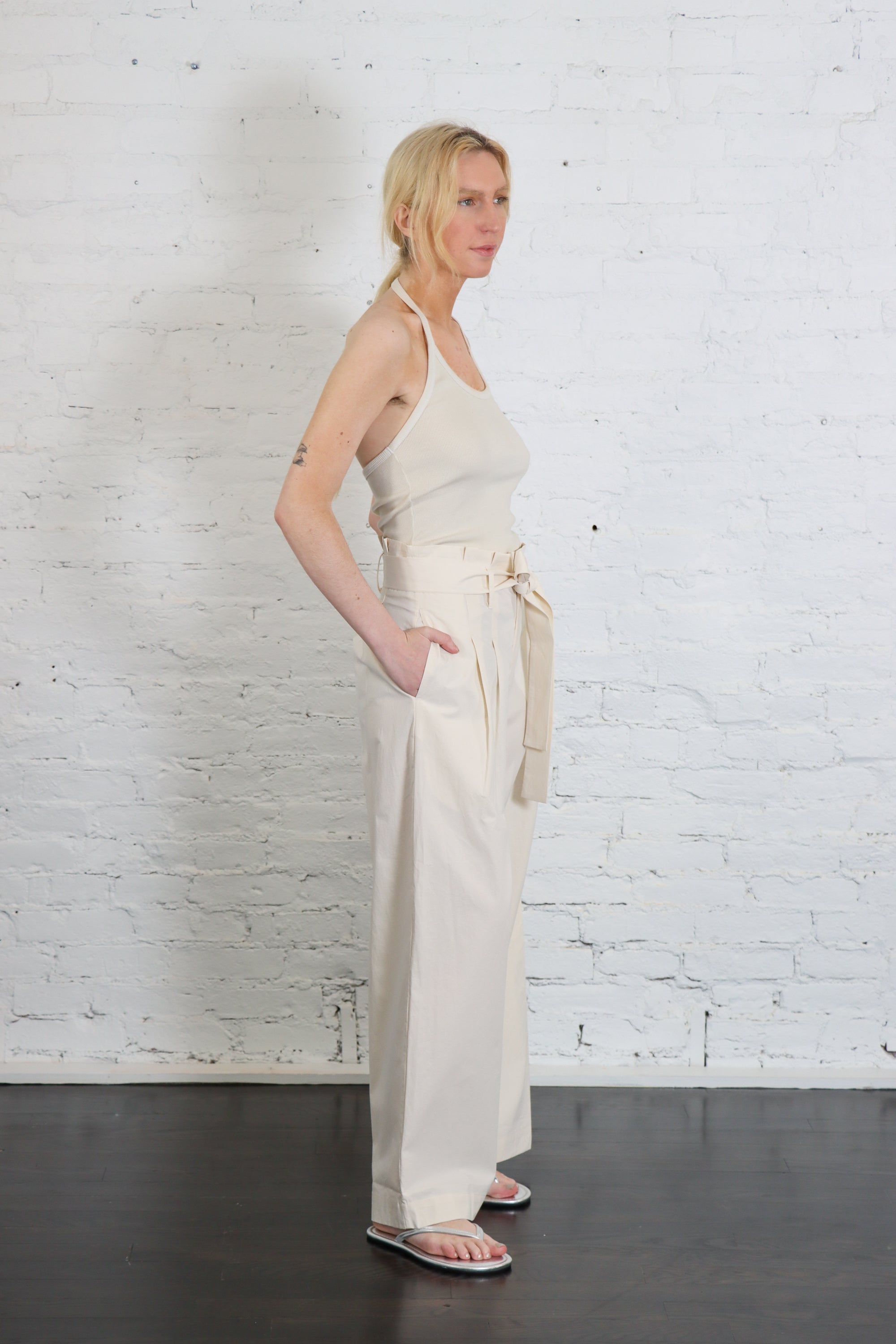 Paper-Bag Pleated Trouser in Rice White by 7115 by Szeki-7115 by Szeki-Idlewild-Cincinnati