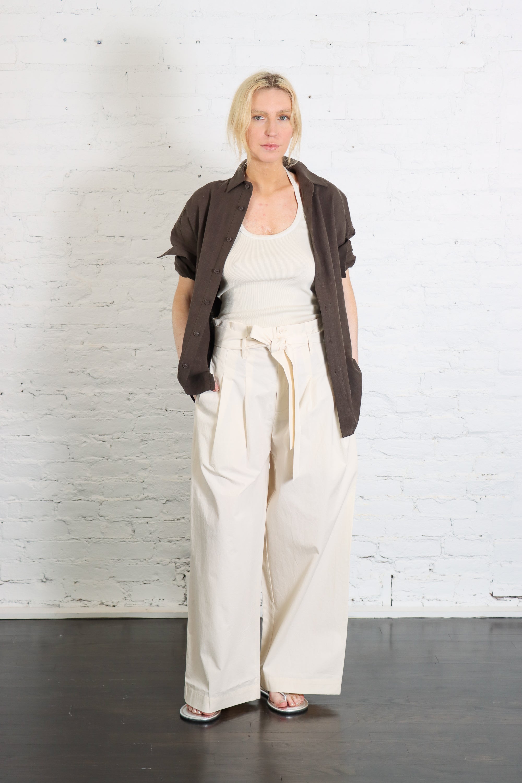 Paper-Bag Pleated Trouser in Rice White by 7115 by Szeki-7115 by Szeki-Idlewild-Cincinnati