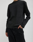 Perfect T Shirt with Gusset Elbow Sleeve in Charcoal by Tibi-Tops-Tibi-Idlewild