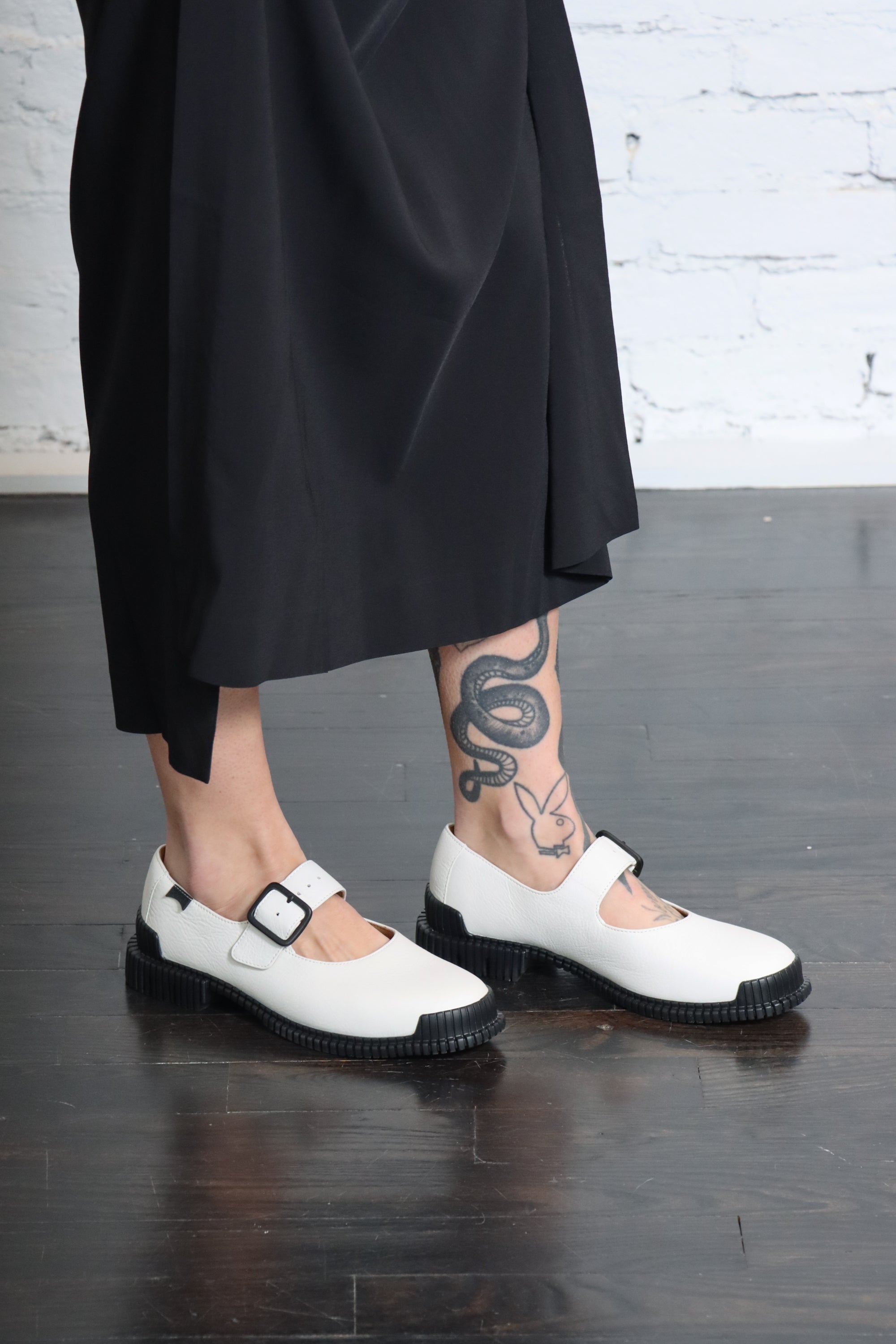 Pix Mary Jane Flat in White by Camper-Shoes-Camper-Idlewild