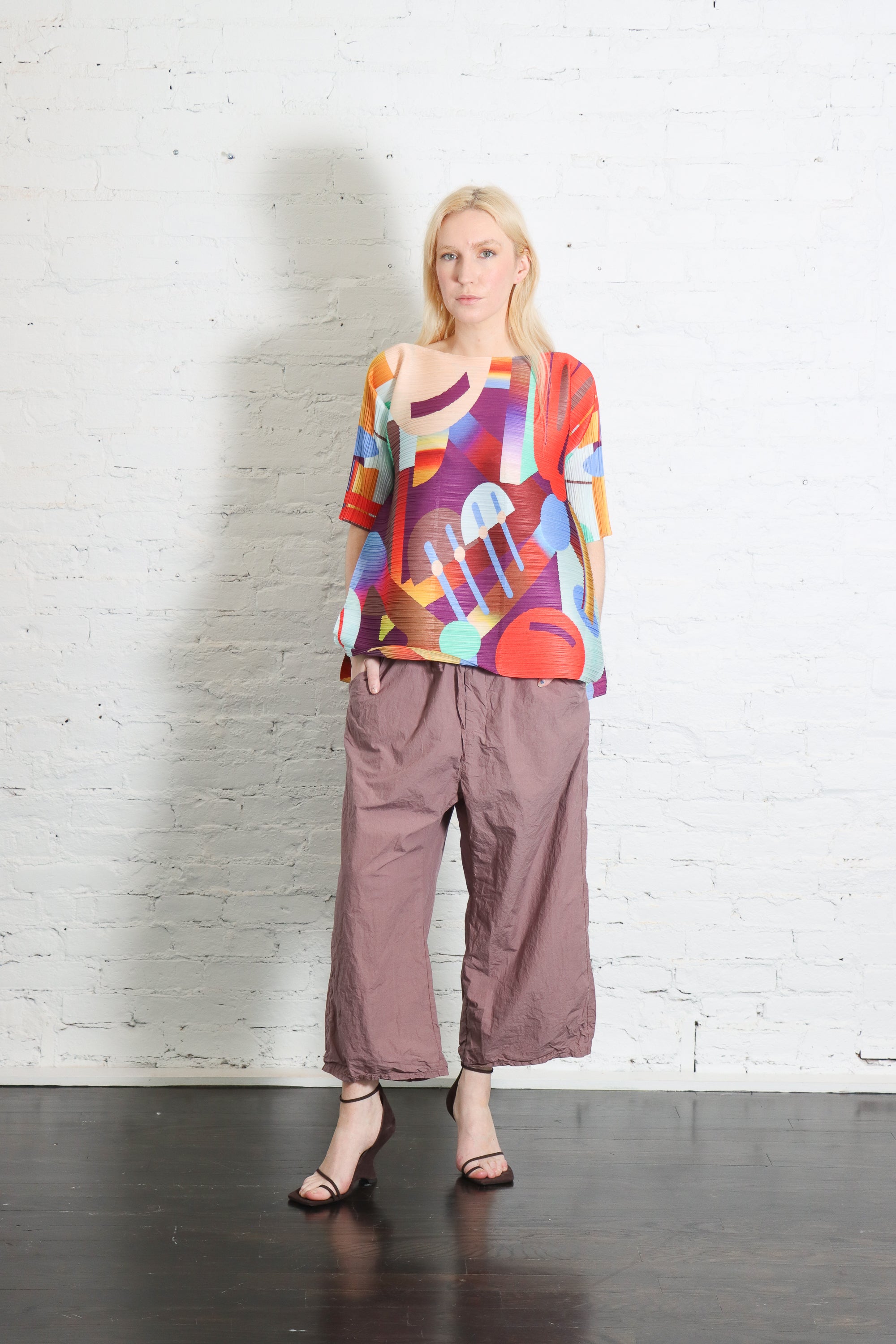 Playground Top in Red by Pleats Please Issey Miyake