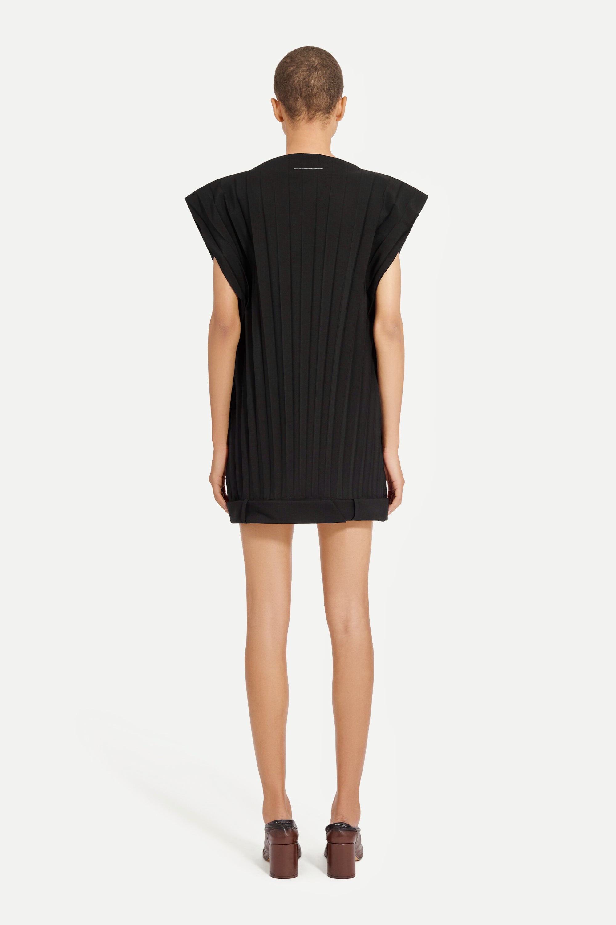 Pleated Belted Mini Dress in Black by MM6 Maison Margiela-Dresses-MM6-Idlewild