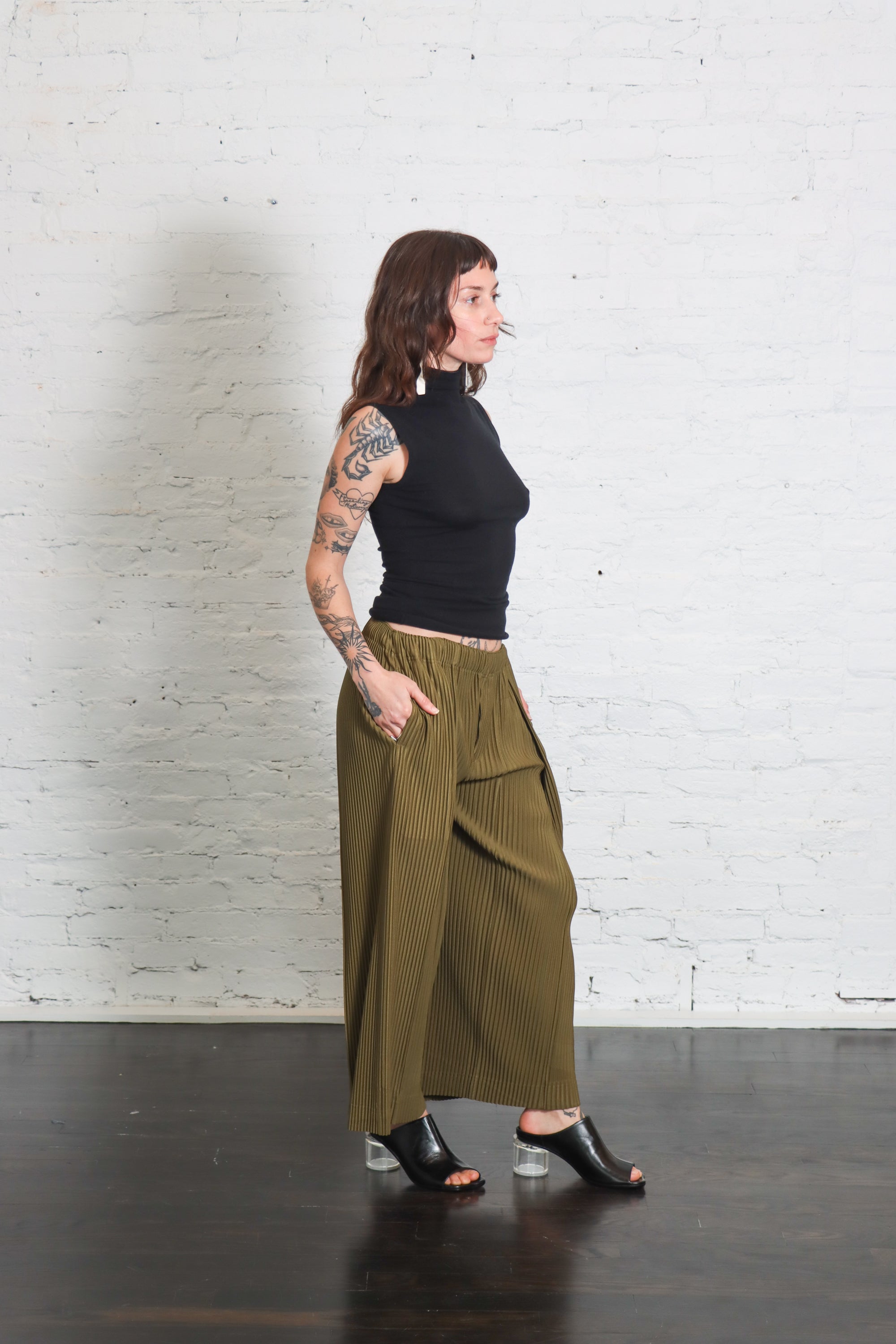 Pleats Bottoms 2 in Rock Reef Green by Homme Plissé Issey Miyake-Homme Plissé Issey Miyake-Idlewild