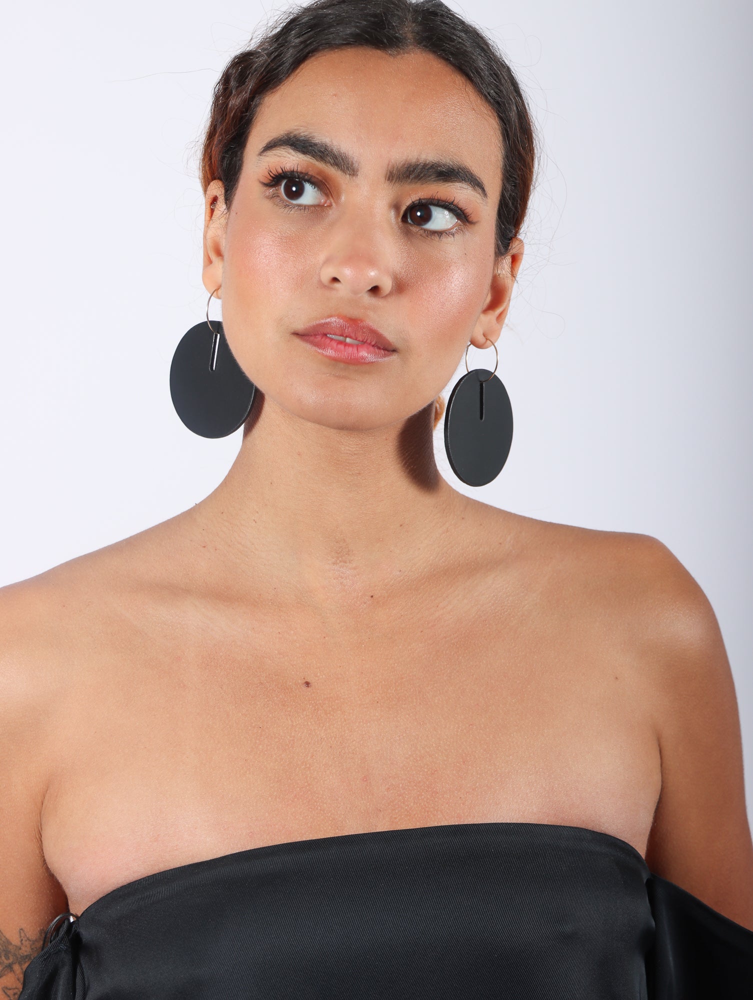 Polka Dot L Hoop Earrings in Black by Aumorfia-Aumorfia-Idlewild-Cincinnati