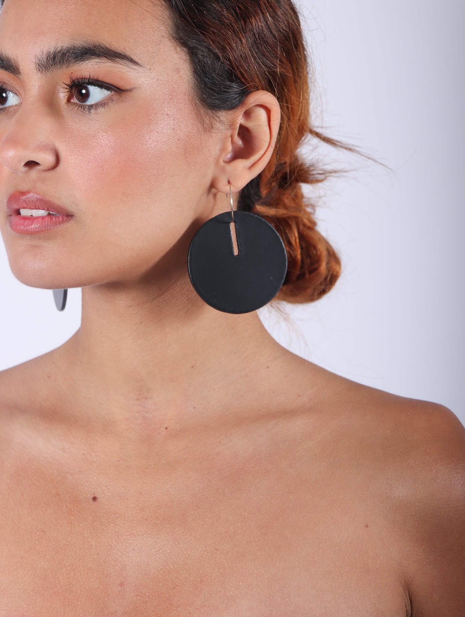 Polka Dot L Hoop Earrings in Black by Aumorfia-Aumorfia-Idlewild-Cincinnati