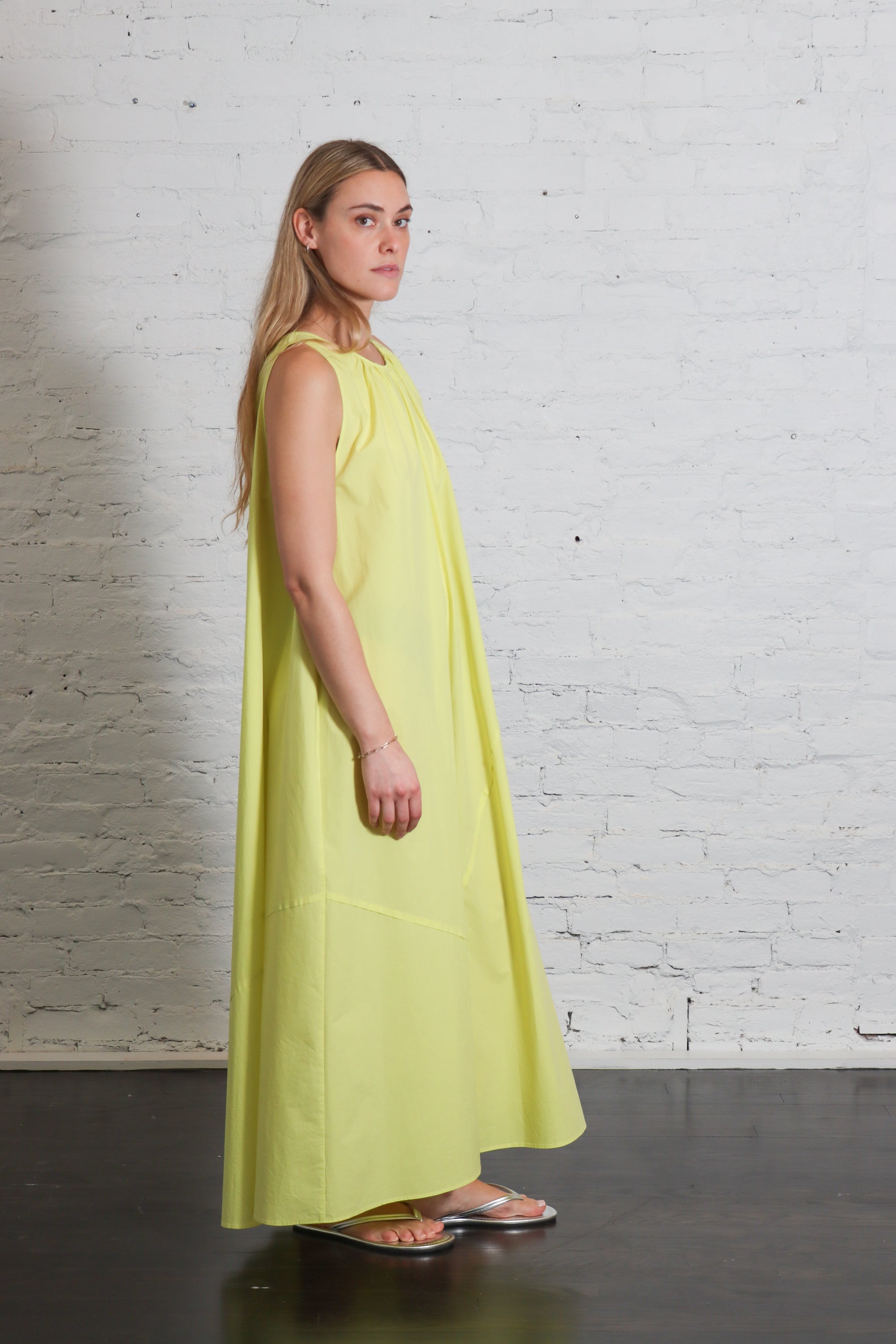 Poplin Maxi Dress in Limone by Alysi-Alysi-Idlewild-Cincinnati