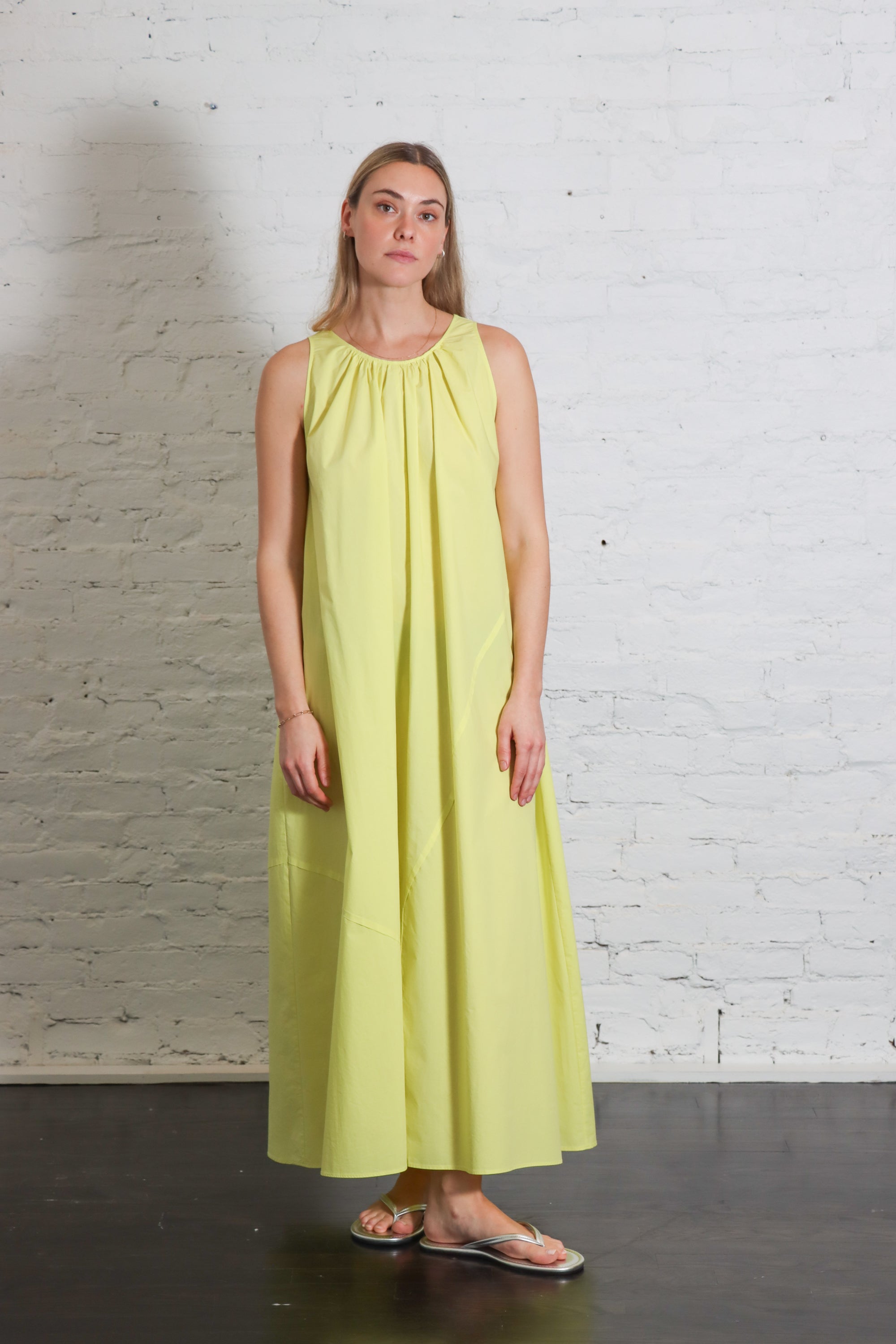 Poplin Maxi Dress in Limone by Alysi-Alysi-Idlewild-Cincinnati