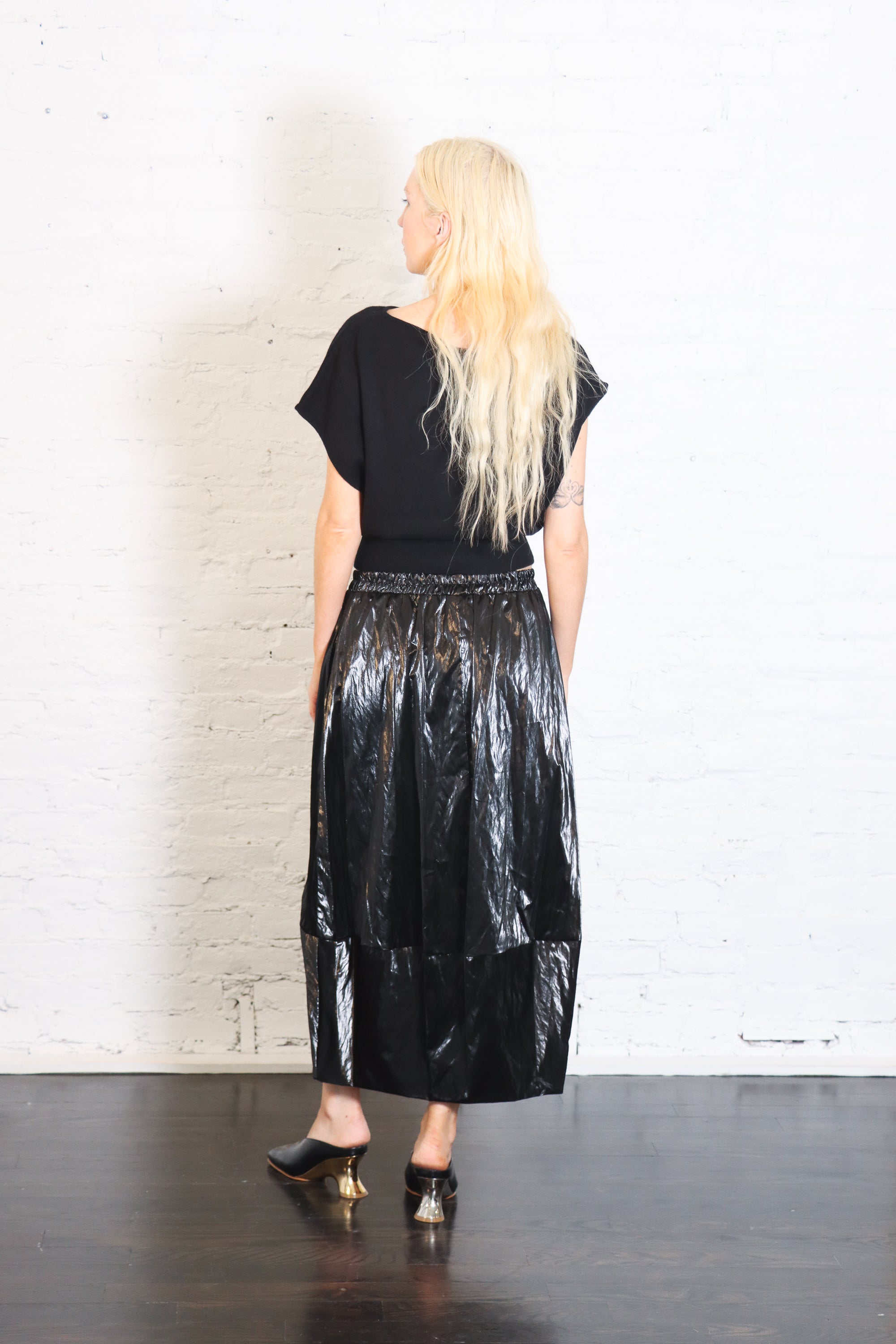 Puff Skirt in Crushed Patent Black by Planet-Planet-Idlewild-Cincinnati