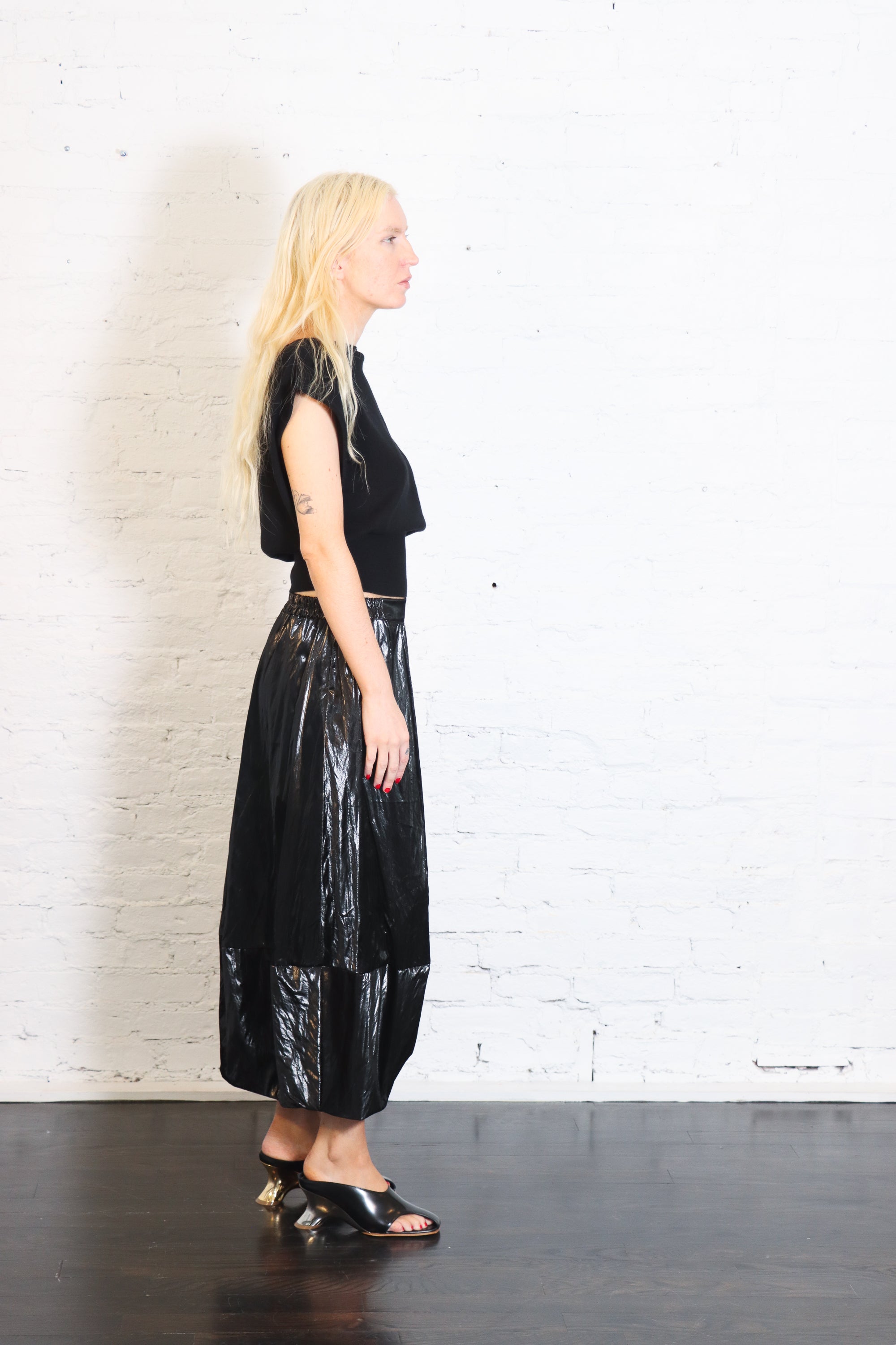 Puff Skirt in Crushed Patent Black by Planet-Planet-Idlewild-Cincinnati