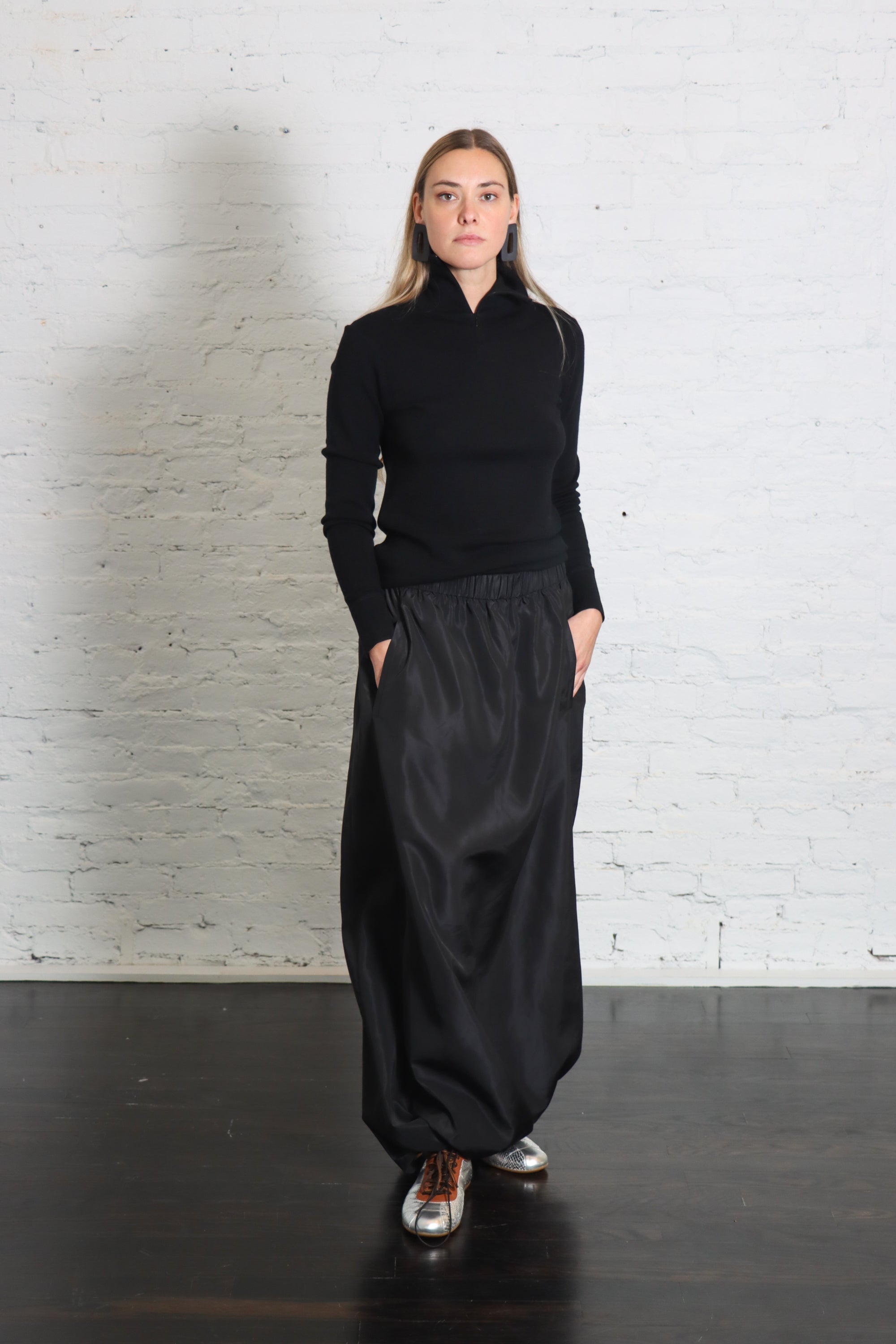 Quarter Zip Turtleneck in Black by 6397-Tops-6397-Idlewild