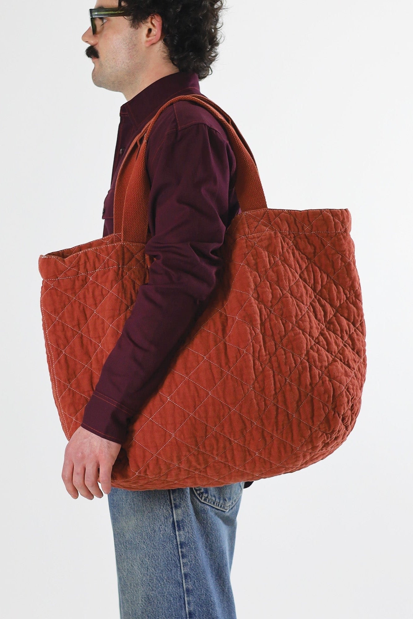 Quilted Crushed Tote in Espresso by Utility Canvas-Utility Canvas-Idlewild-Cincinnati