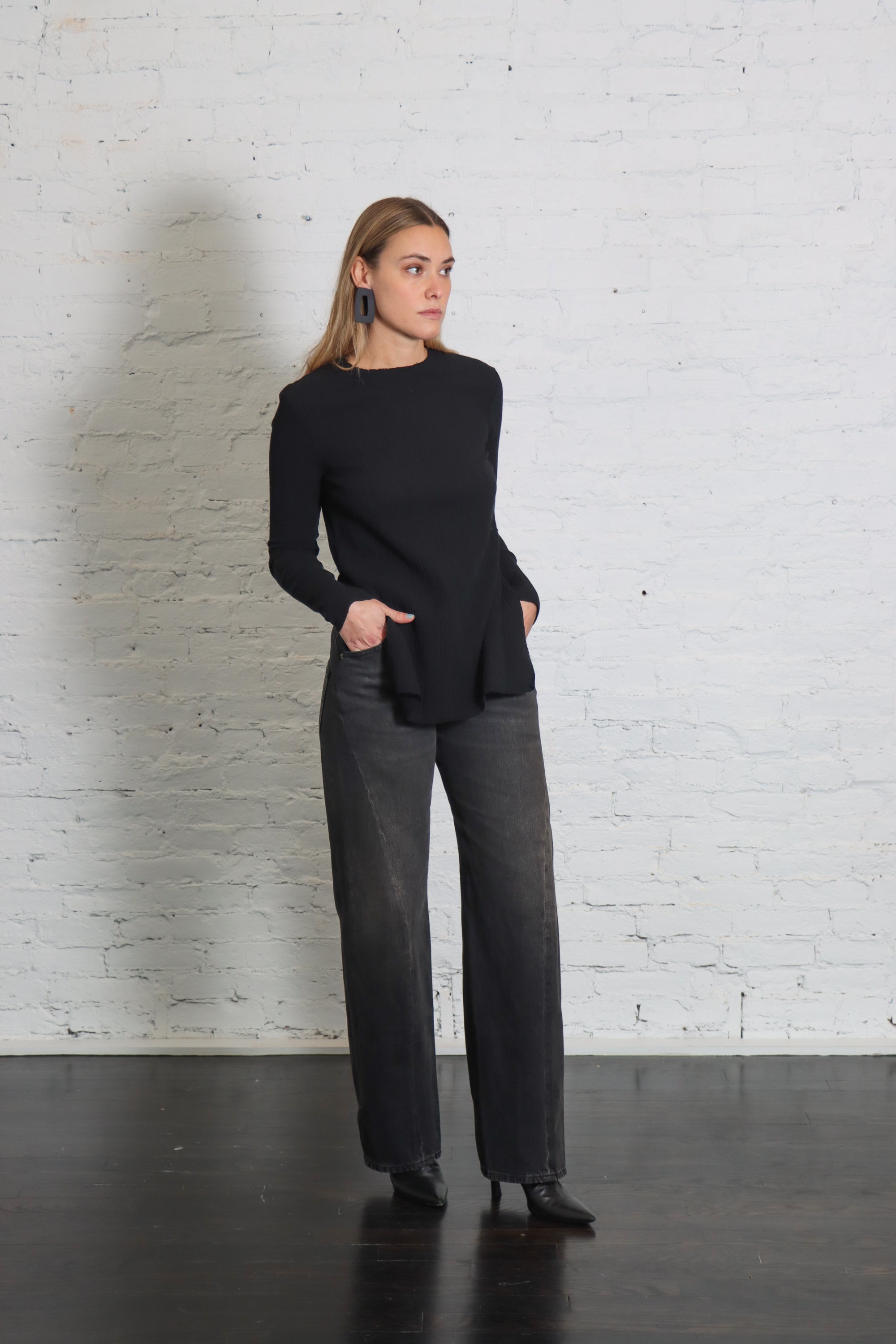Raw Apron Top in Black by Lauren Manoogian-Tops-Lauren Manoogian-Idlewild